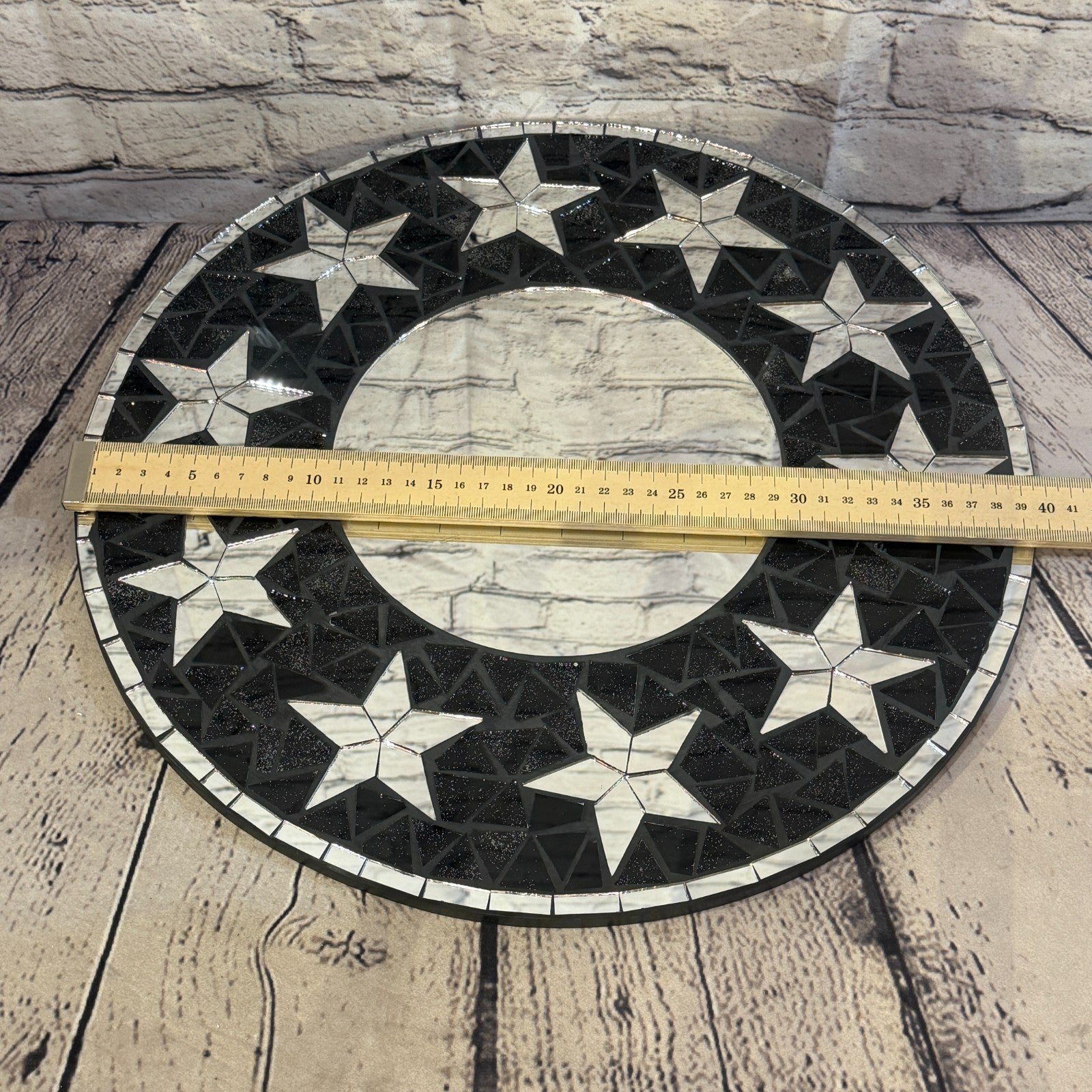 Black Star Black Mosaic Tile Wall Mirror 40cm x 40cm 16 Inches Handmade3