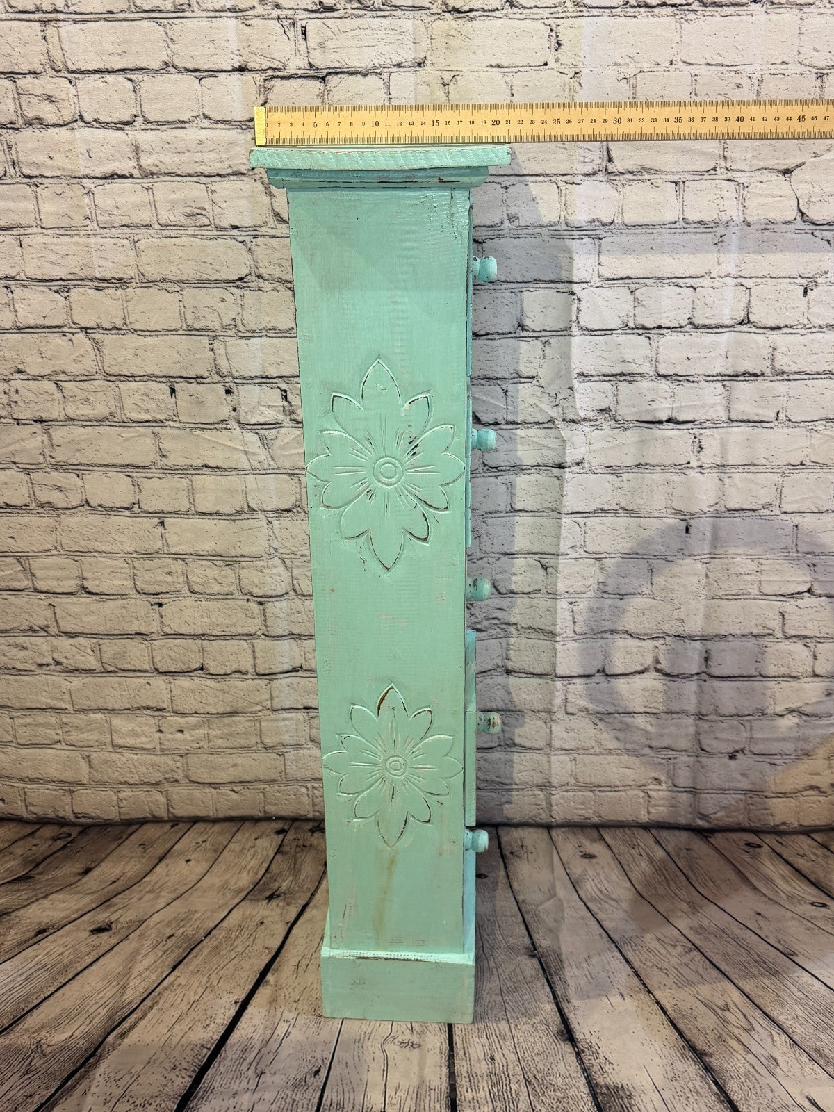 100cm x 25cm Blue 5 Draw Pillar Wooden Side Cabinet Living Storage Furniture8