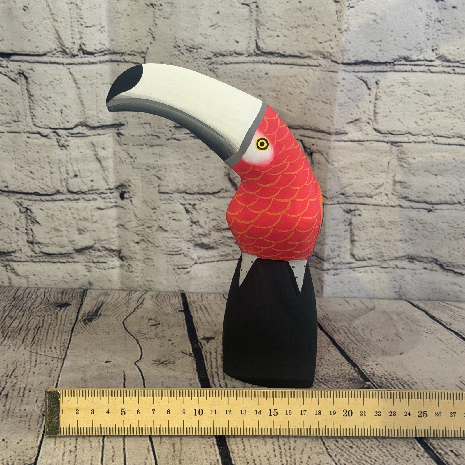 20cm Bright Red Toucan Bird Ornament Statue Fair Trade Hand Made Carved Wood7