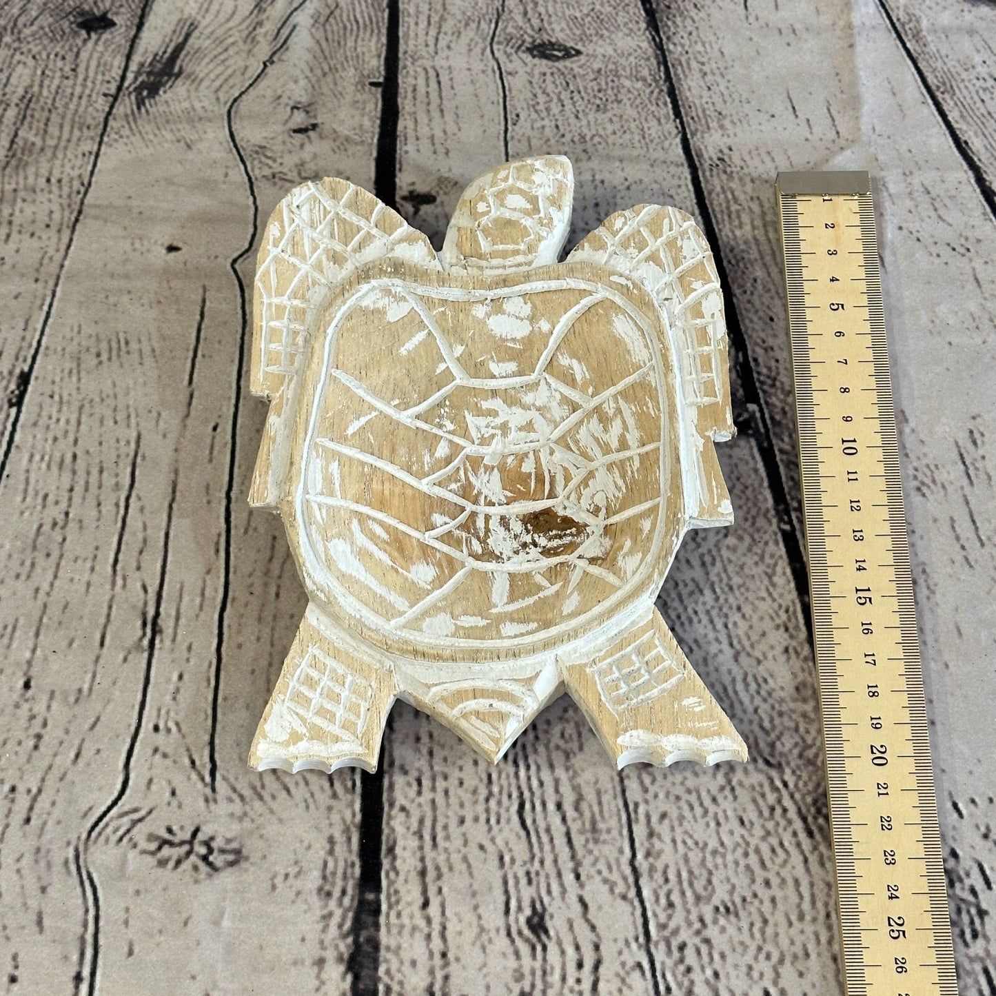 20cm Cream Sea Turtle Bowl Trinket Dish Decoration Designer Mask Wooden Handmade5