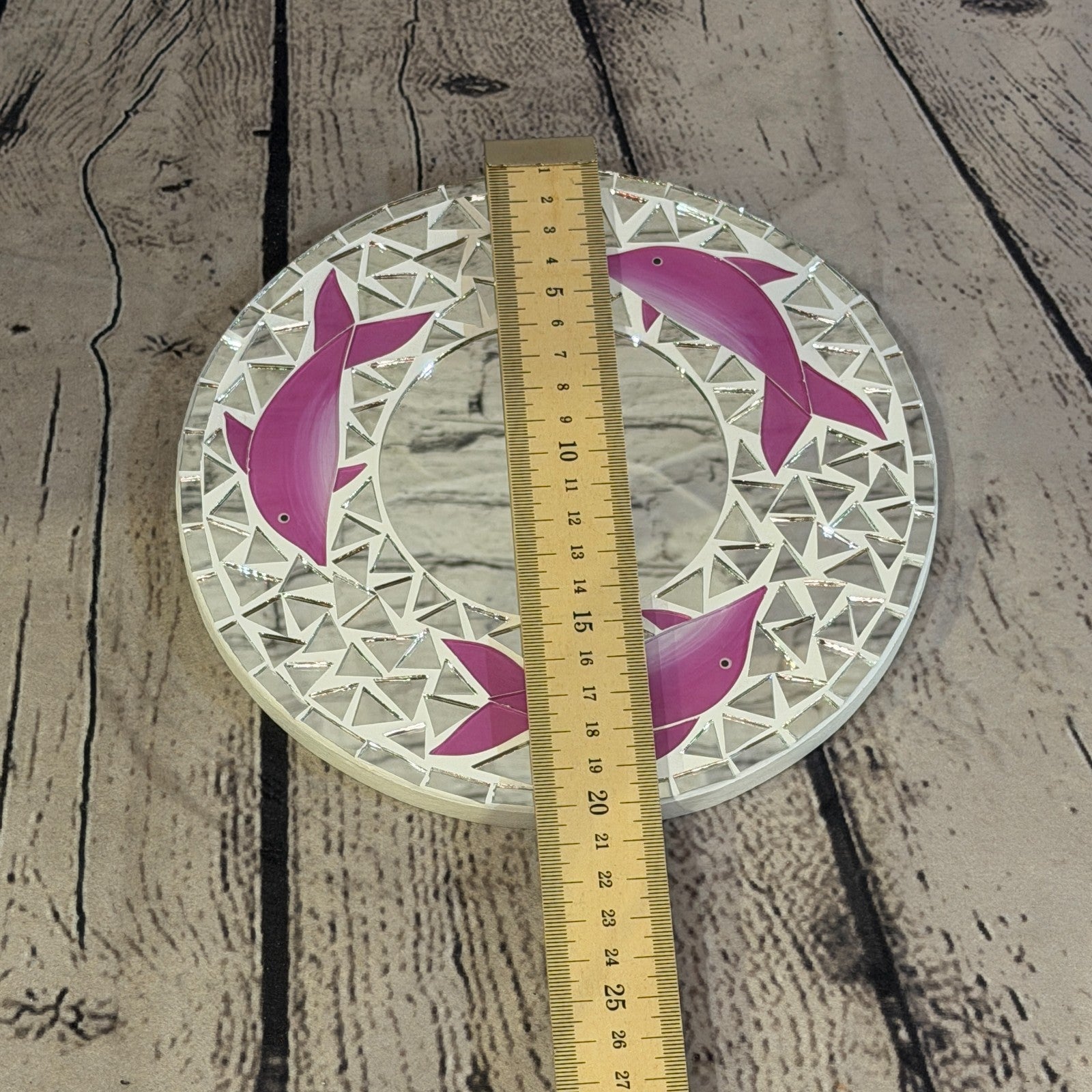 Pink Dolphin Mosaic Tile Wall Mirror 20cm x 20cm 8 Inches Handmade4