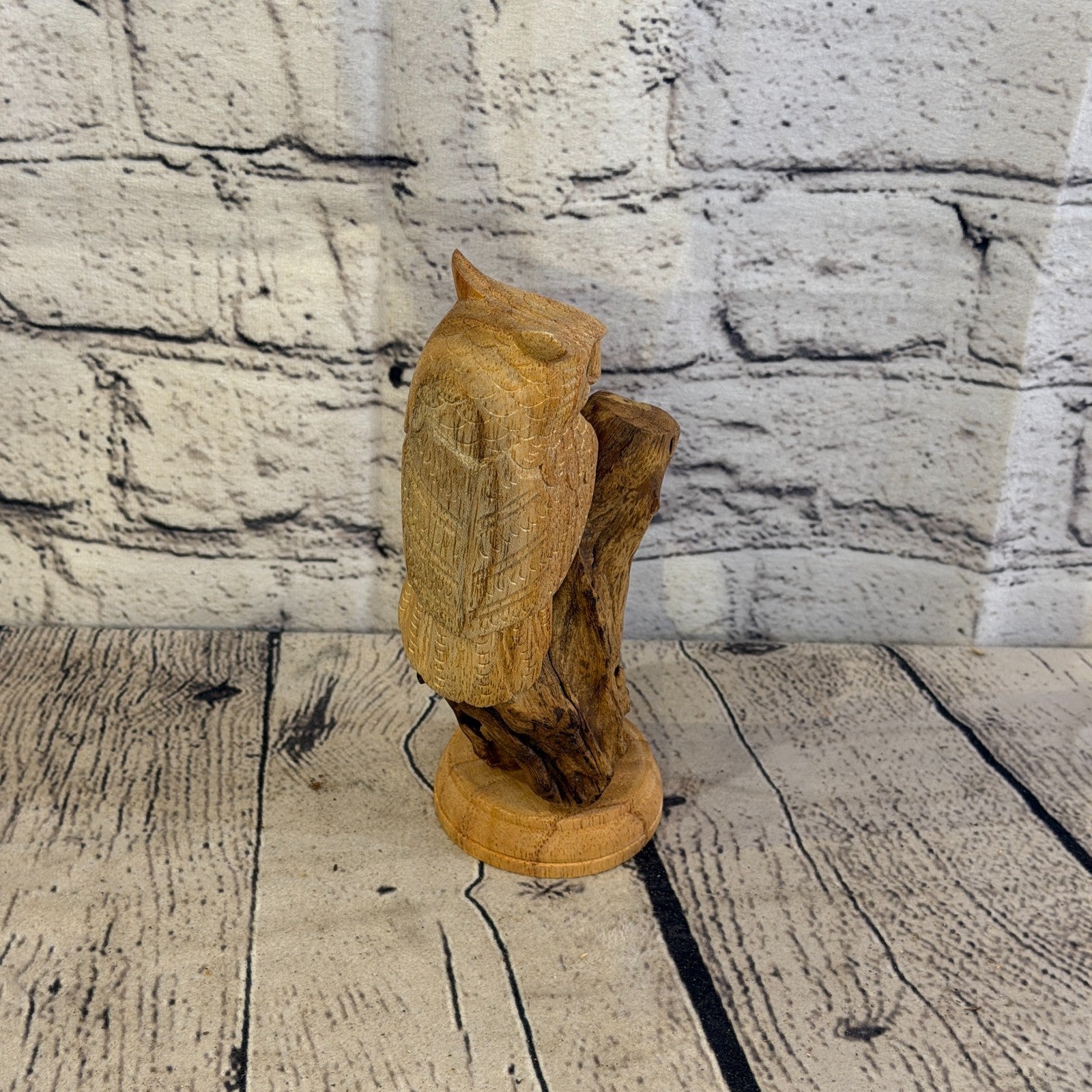 15cm Single Owl Mushroom Parasite Ornament Natural Carving Fair trade Wooden2
