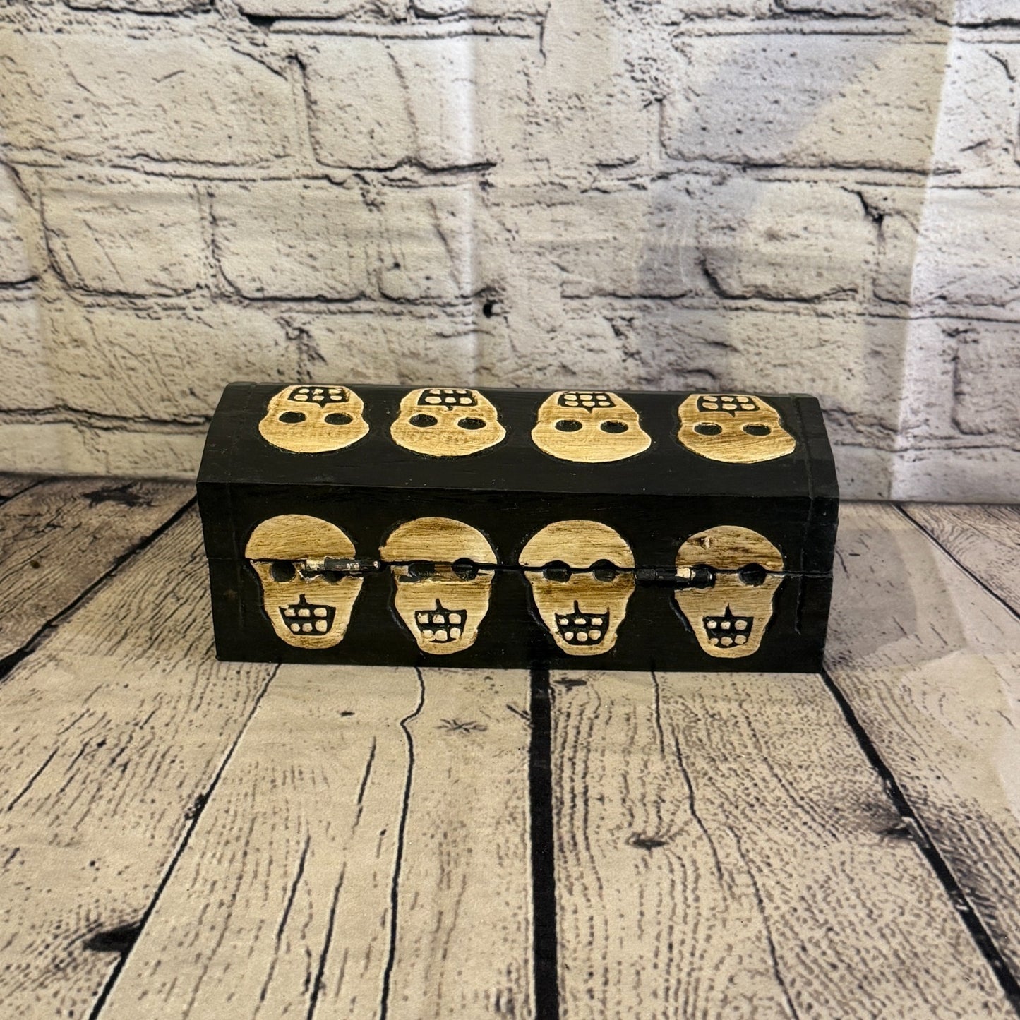 20cm x 10cm x 10cm Wood Gothic Pentagram Skull Coffin Jewellery Trinket Box4