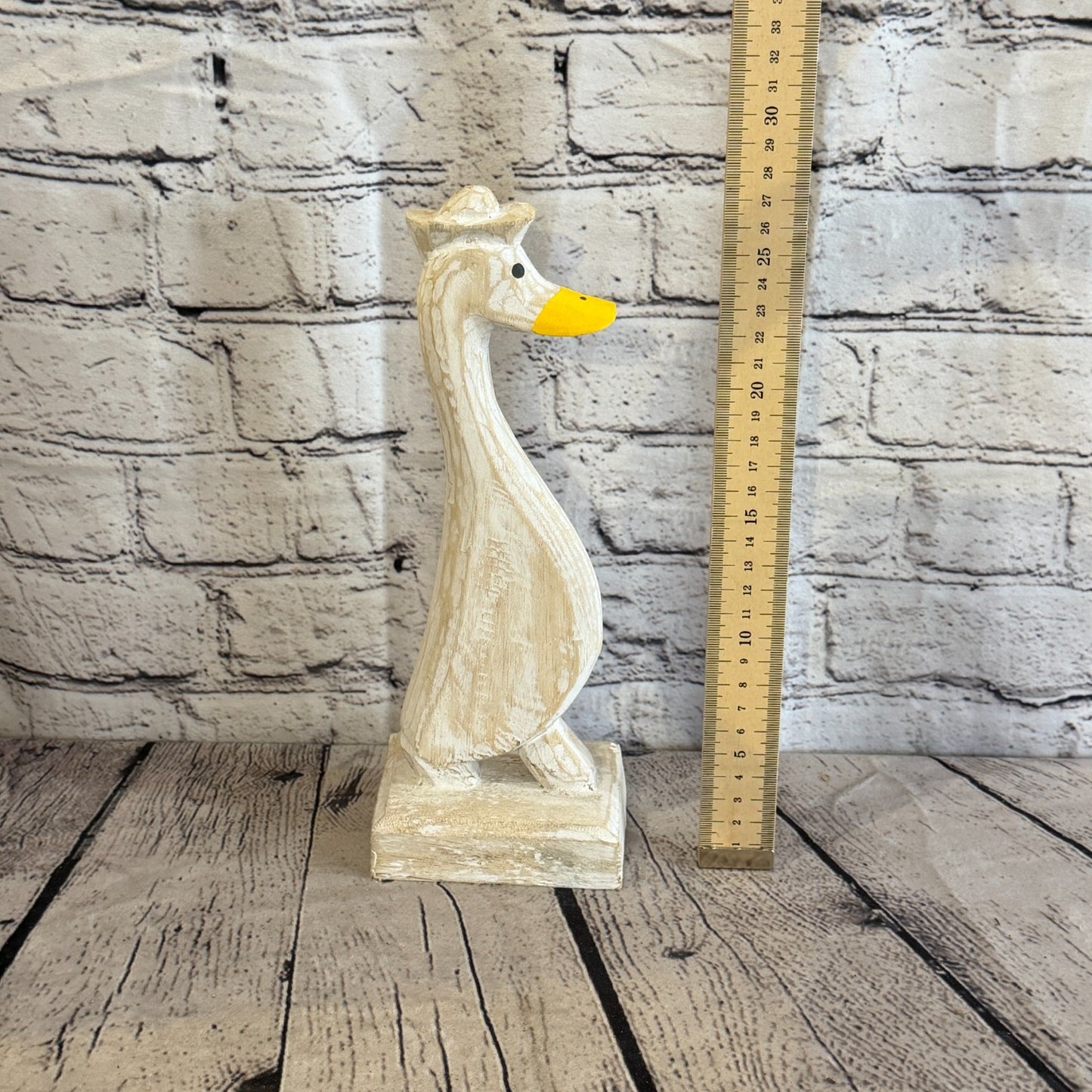 Looking Forward 28cm Tall Wooden White Duckling Baby Duck Shabby Wood Fairtrade5