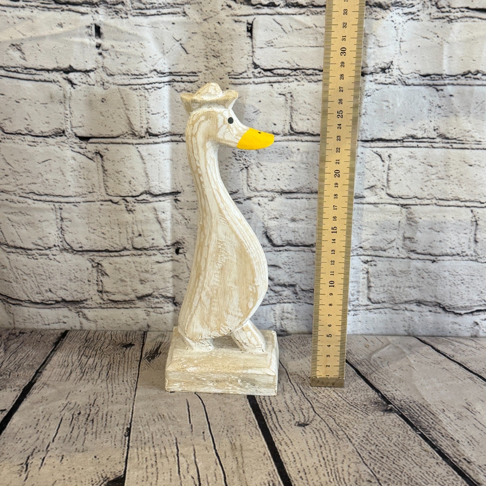 Looking Forward 28cm Tall Wooden White Duckling Baby Duck Shabby Wood Fairtrade5