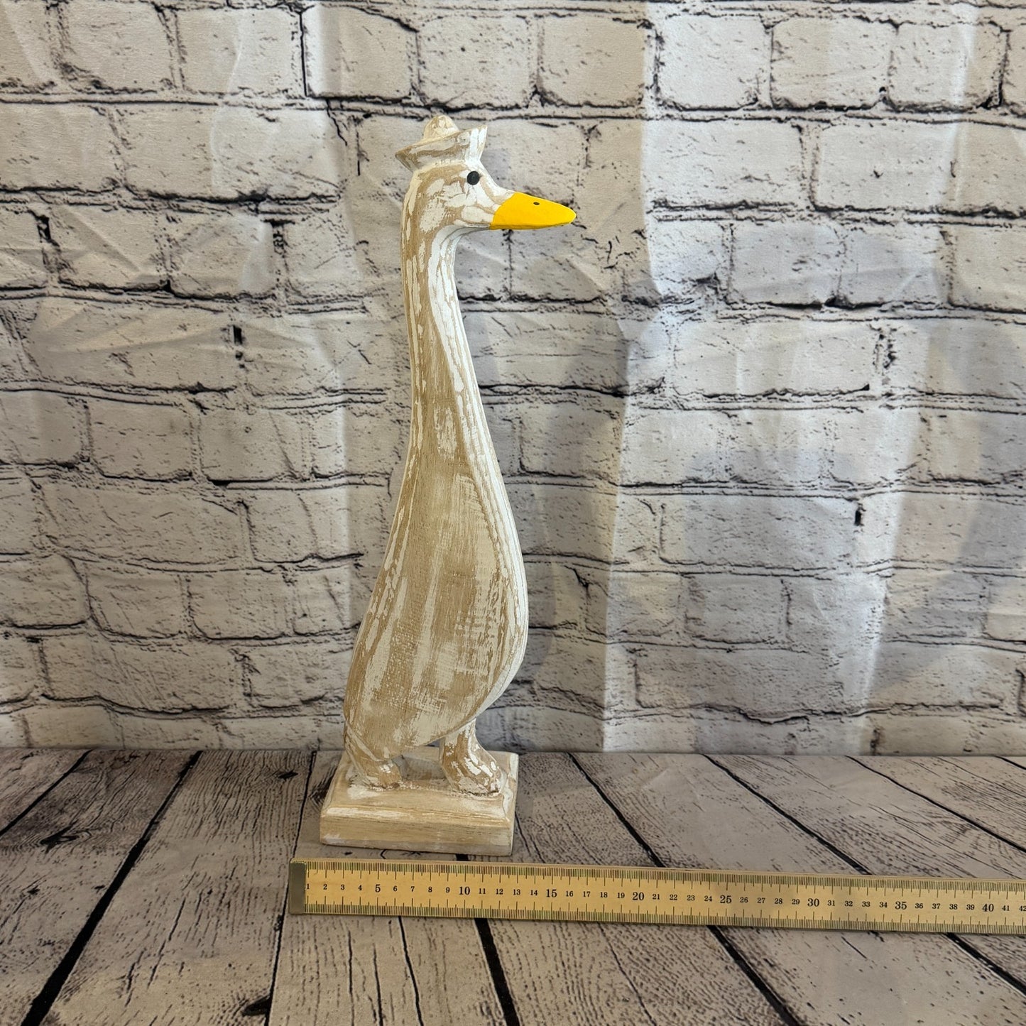Looking Forward 45cm Tall Wooden White Duckling Baby Duck Shabby Wood Fairtrade6