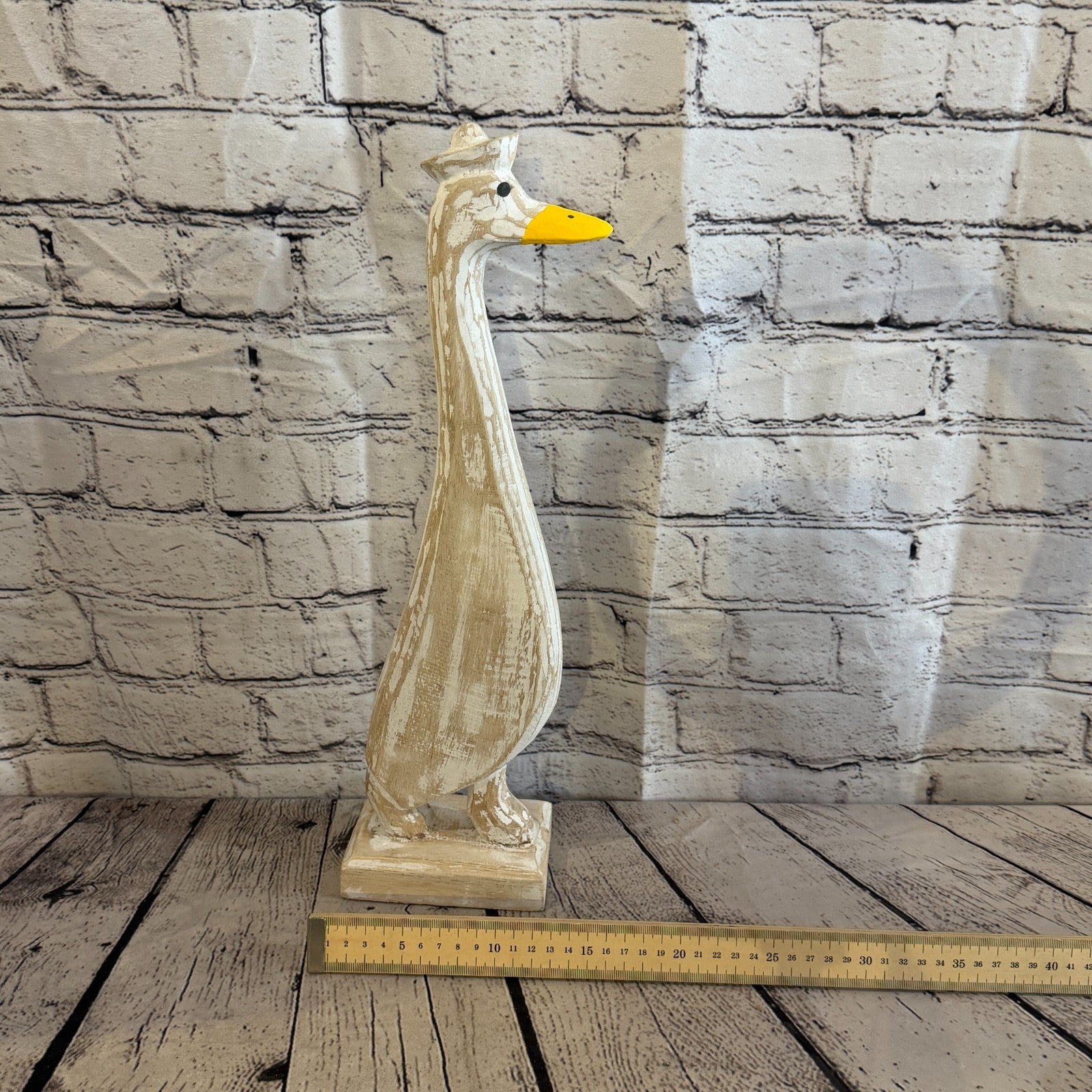 Looking Forward 45cm Tall Wooden White Duckling Baby Duck Shabby Wood Fairtrade6
