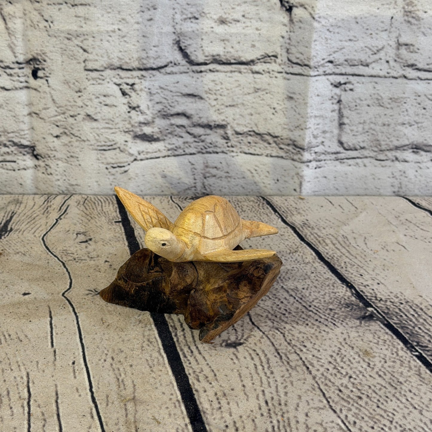 10cm Single Turtle Mushroom Parasite Ornament Natural Carving Fairtrade Wooden0