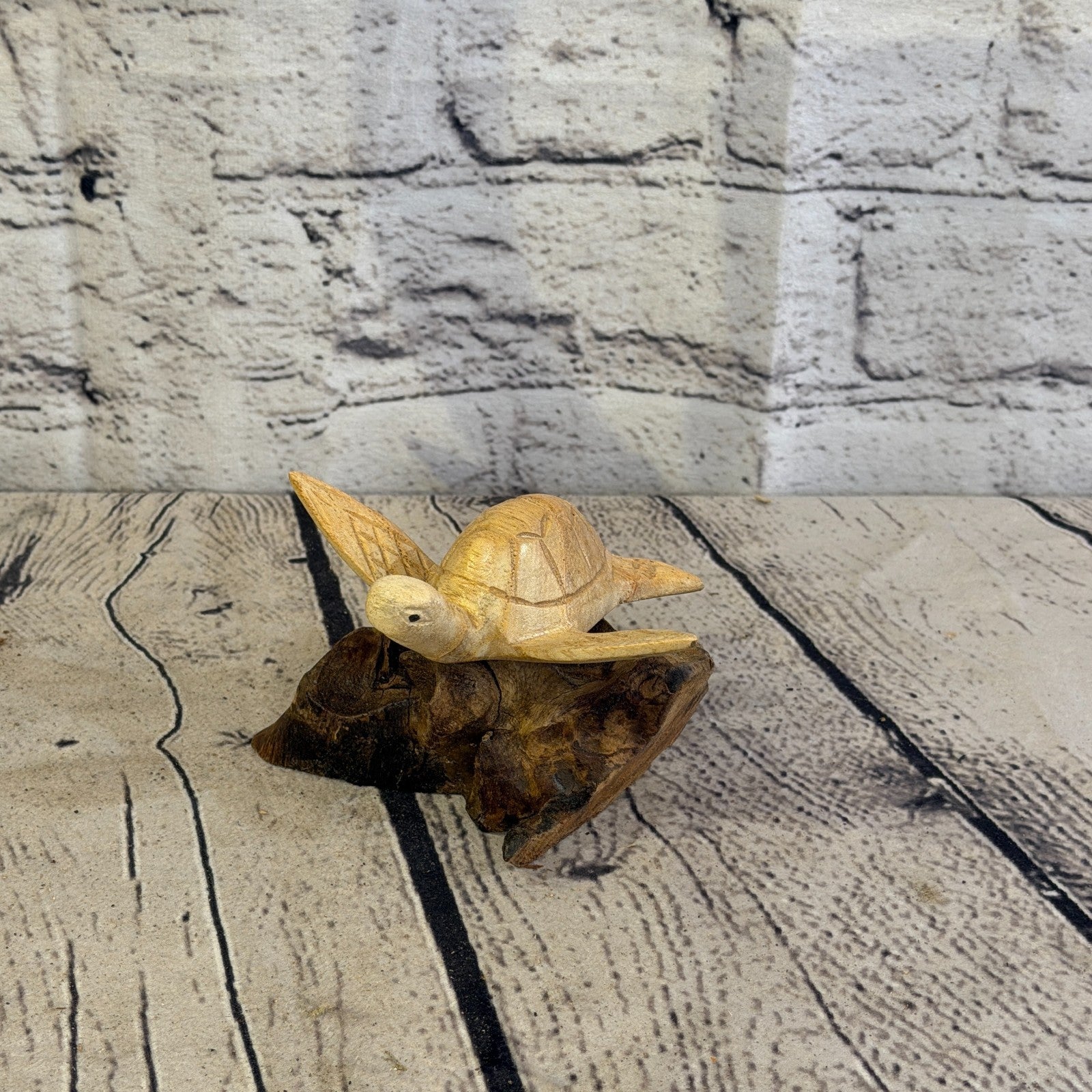 10cm Single Turtle Mushroom Parasite Ornament Natural Carving Fairtrade Wooden0