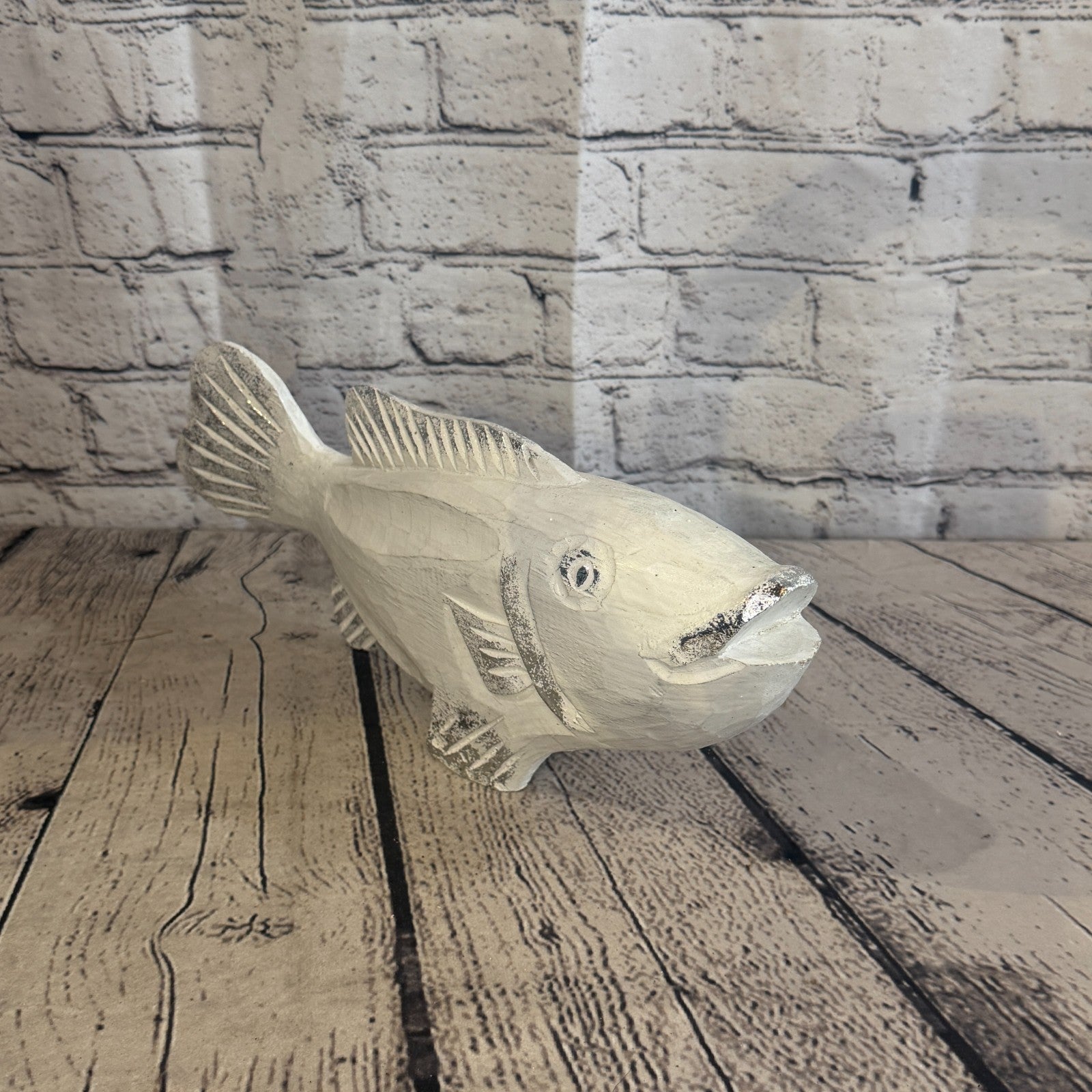 30cm x 15cm Trout Silver White Fish Wood Coastal Ocean Bathroom Decoration1