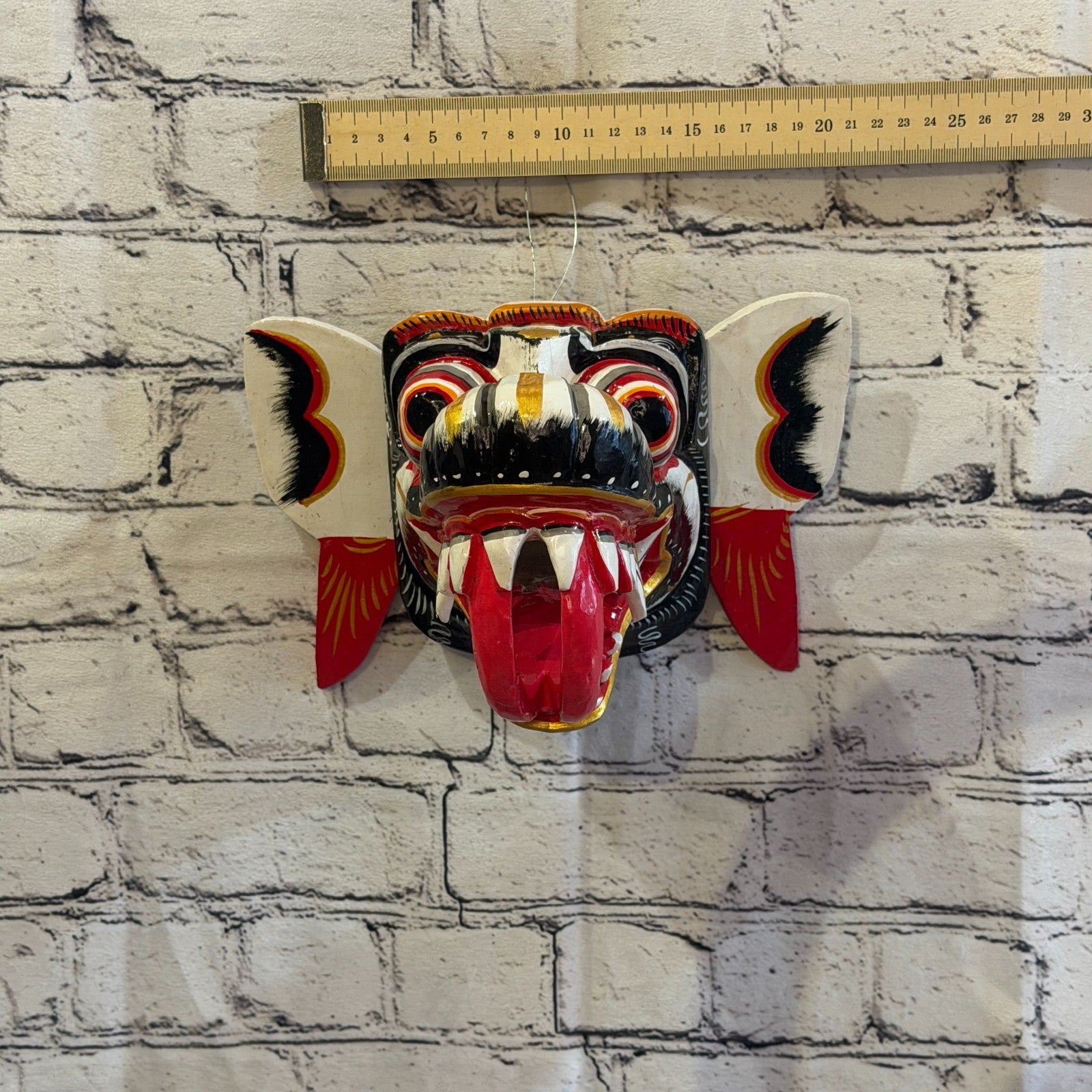 20cm Naga Basukih White Dragon Hindu Deity Wooden Hand Carved Mask Painted8