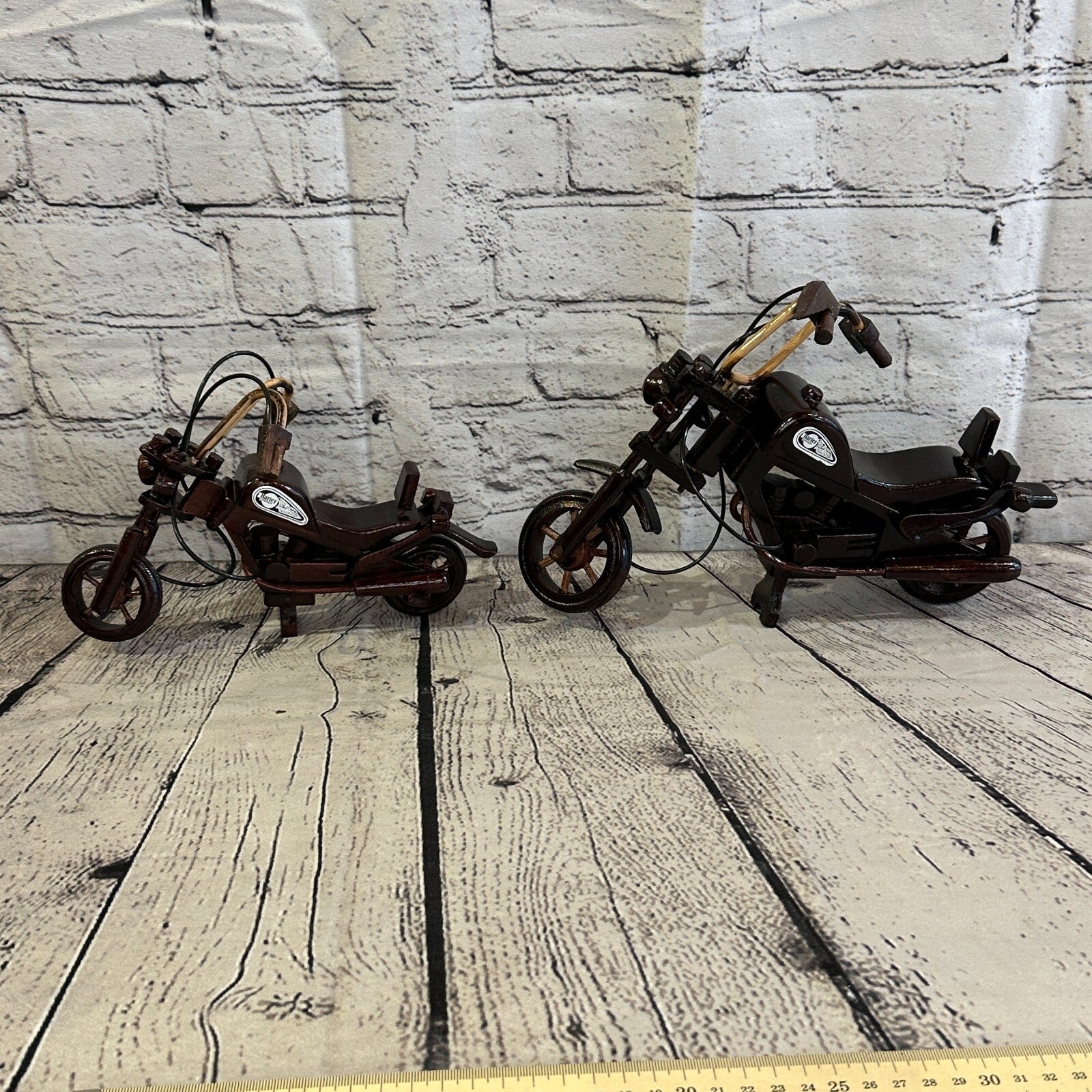 25cm Large Dark Wood Motorbike Motorcycle Model Wooden Ornament Decorative Bike9