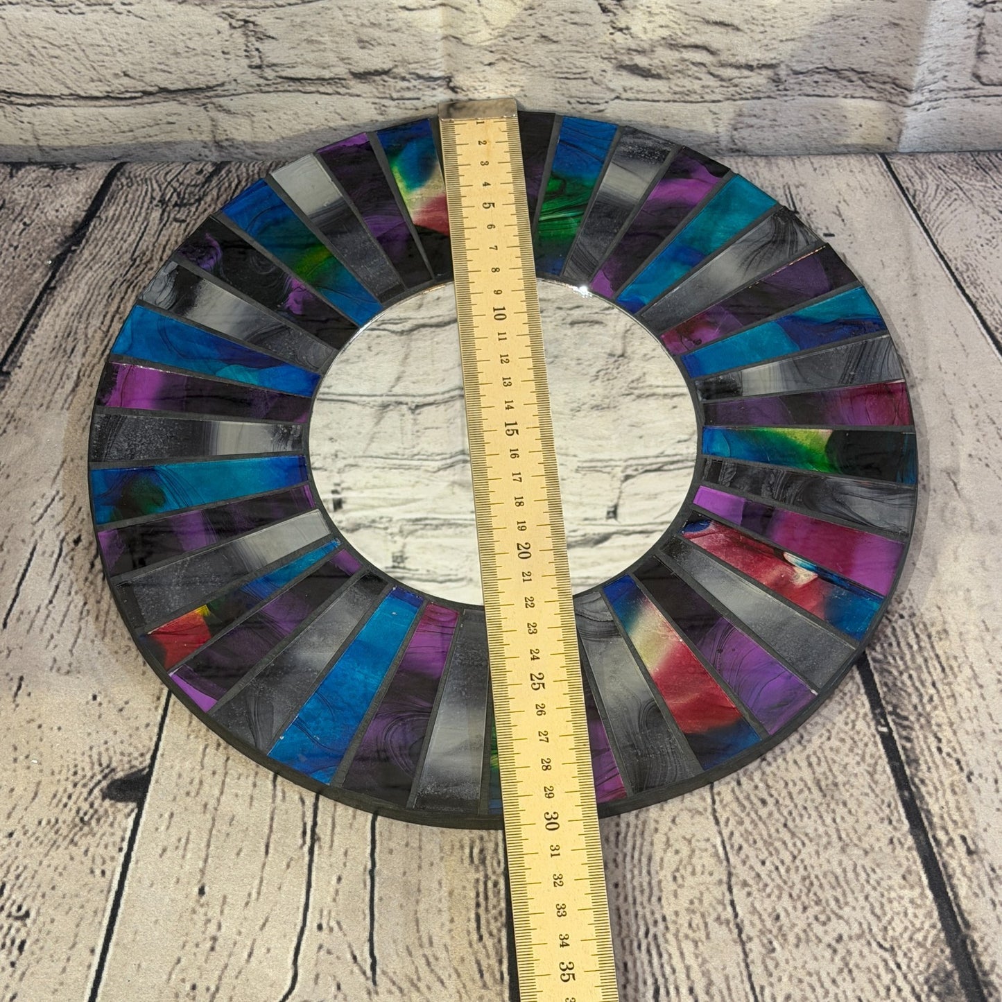 Blue Purple Line Black Mosaic Tile Wall Mirror 30cm x 30cm 12 Inches Handmade4