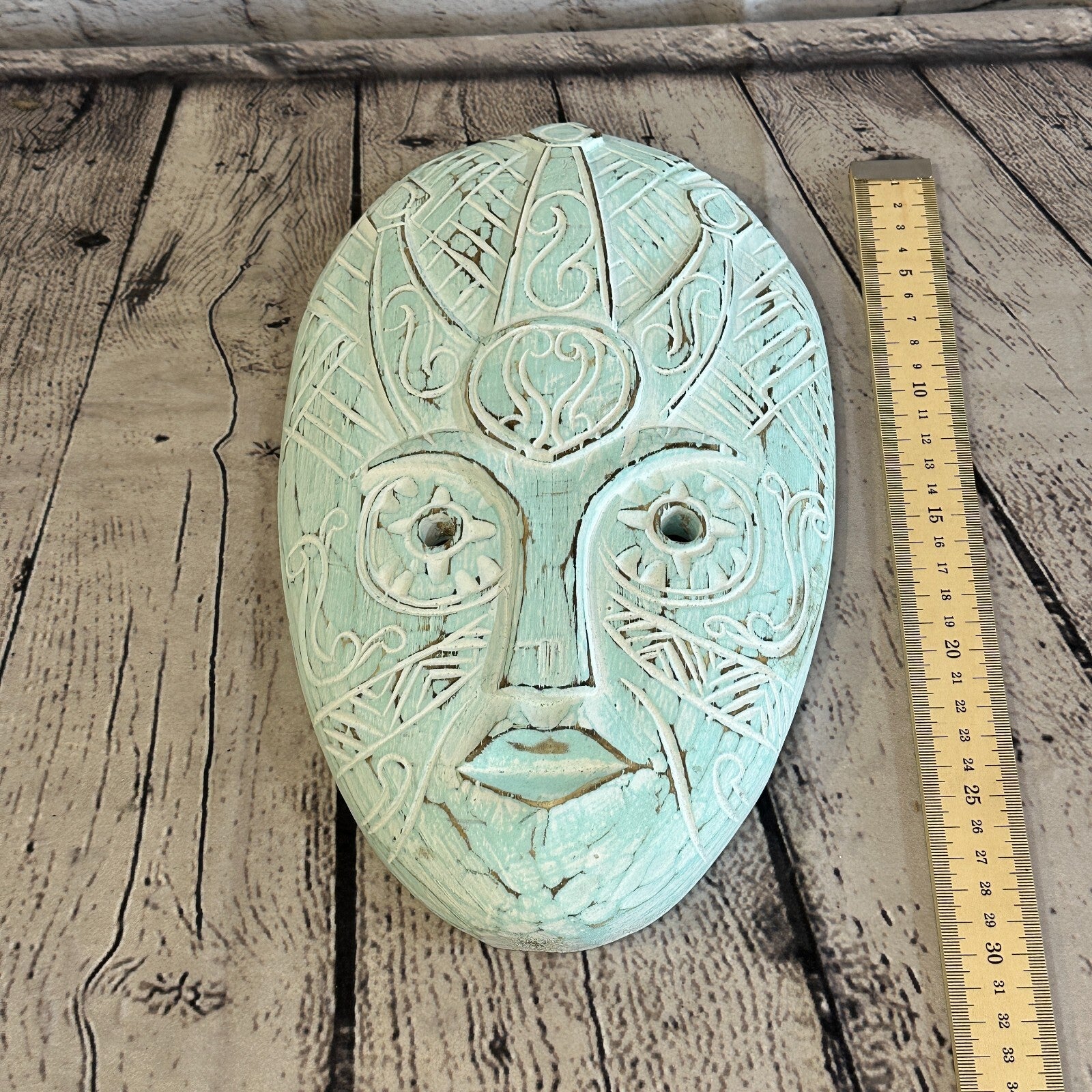 30cm Blue Tiki Style Wall Decoration Celtic Mask Designer Mask Wooden Handmade5