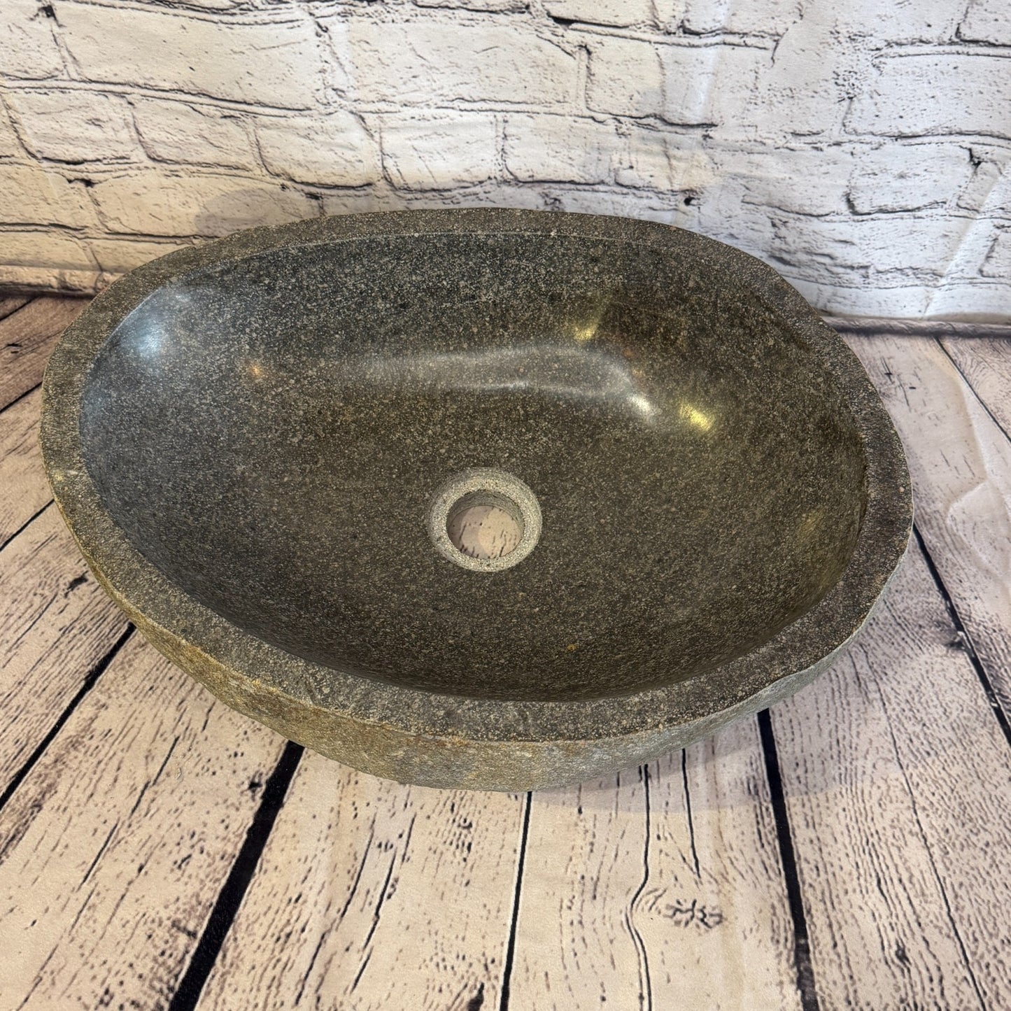 41cm x 30cm Wash Basin Bathroom Counter Top Washing River Stone Bowl Sink No 106