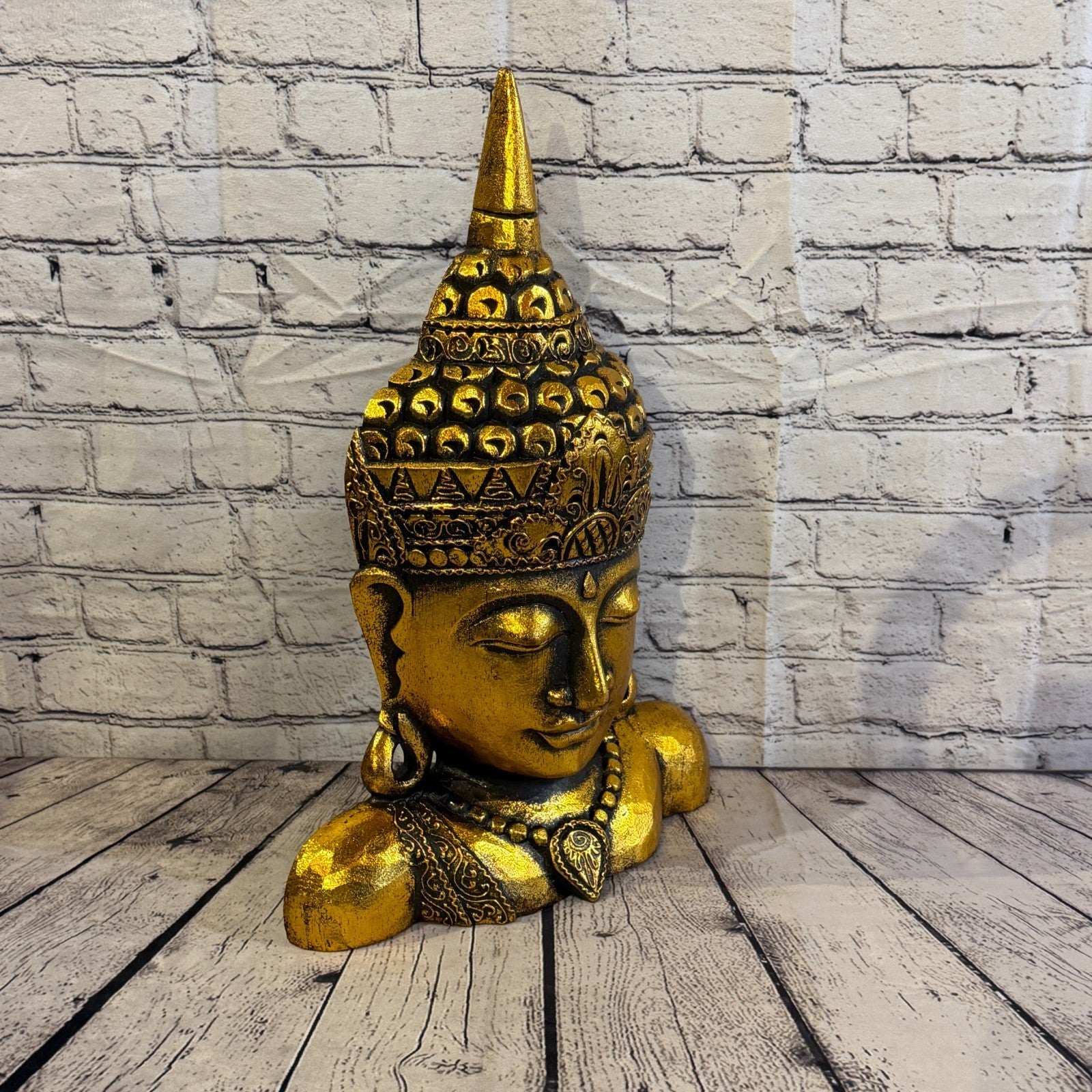 50cm Gold Head Shoulder Buddha Ornament Sculpture Statue Buddhas Handcarved Wood2