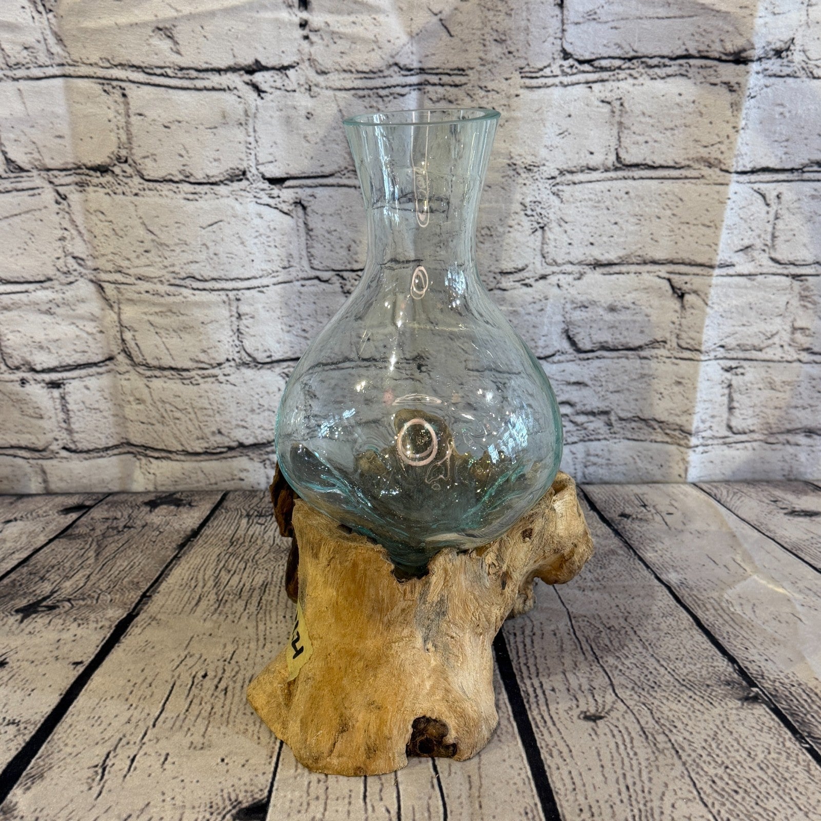 30cm Tall Bottle Vase Colour Melted Glass Wood Decorative Vase Glass Sculpture2