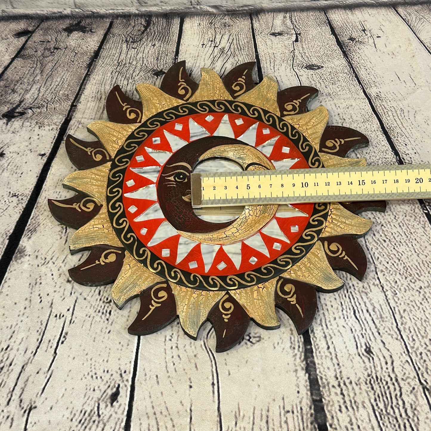 Red 2 Moon Mosaic Tile Wall Mirror 30cm x 30cm 12 Inches Handmade Fairtrade6