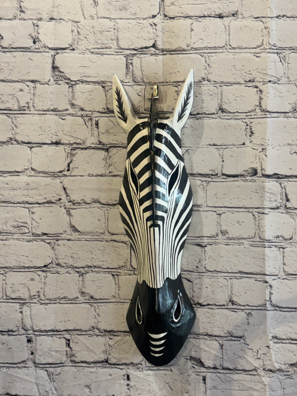 50cm Zebra Plain Hand Carved Fair Trade Wooden Animal Wall Art Wall Hang Mask2
