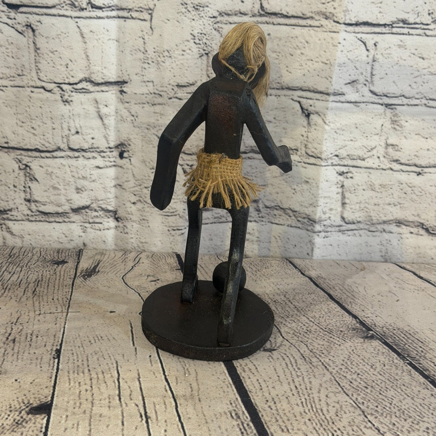 20cm Football Player African Tribal Warrior Man Figure Statue Wood Hand Carved4