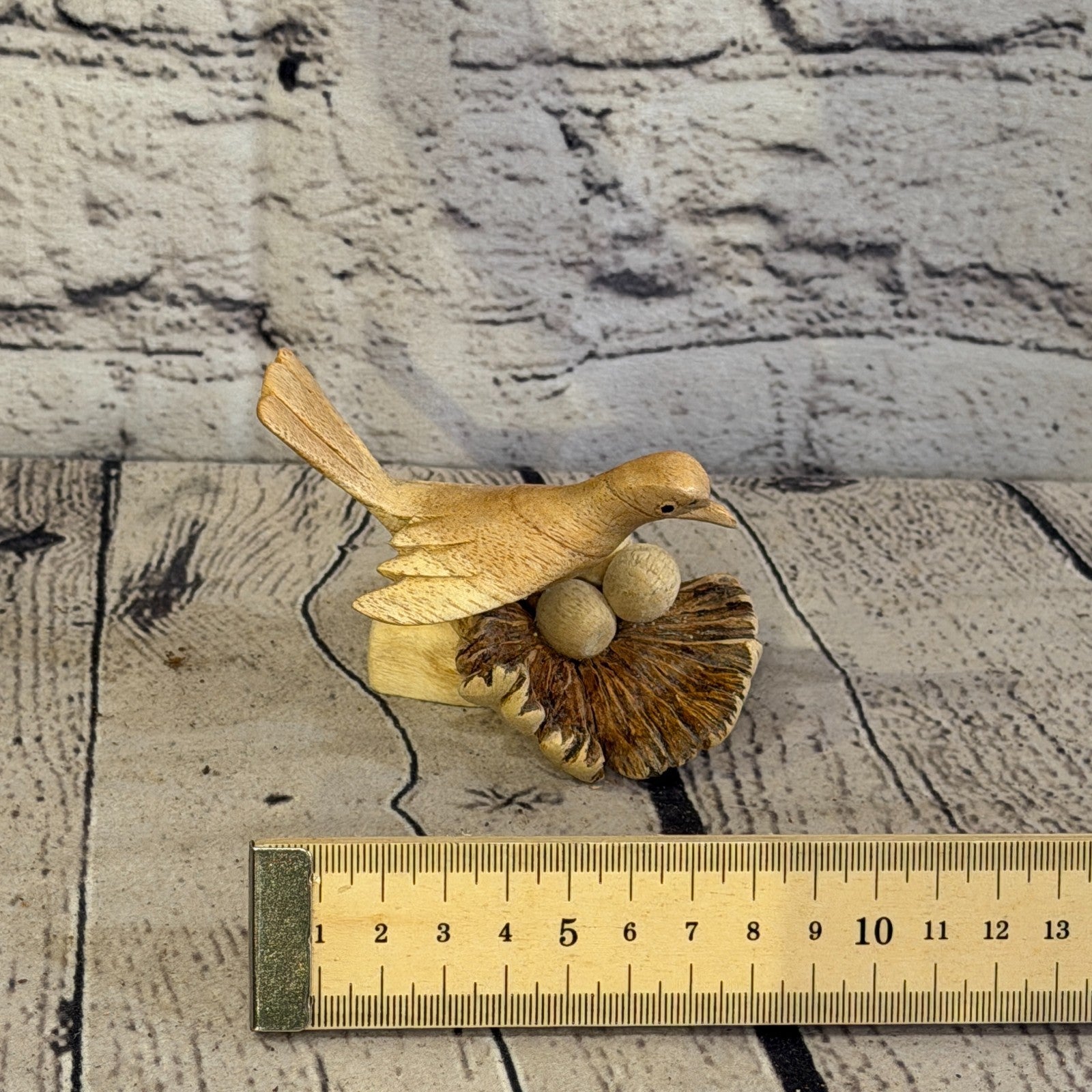 10cm Single Bird Mushroom Parasite Ornament Natural Carving Fair trade Wooden6