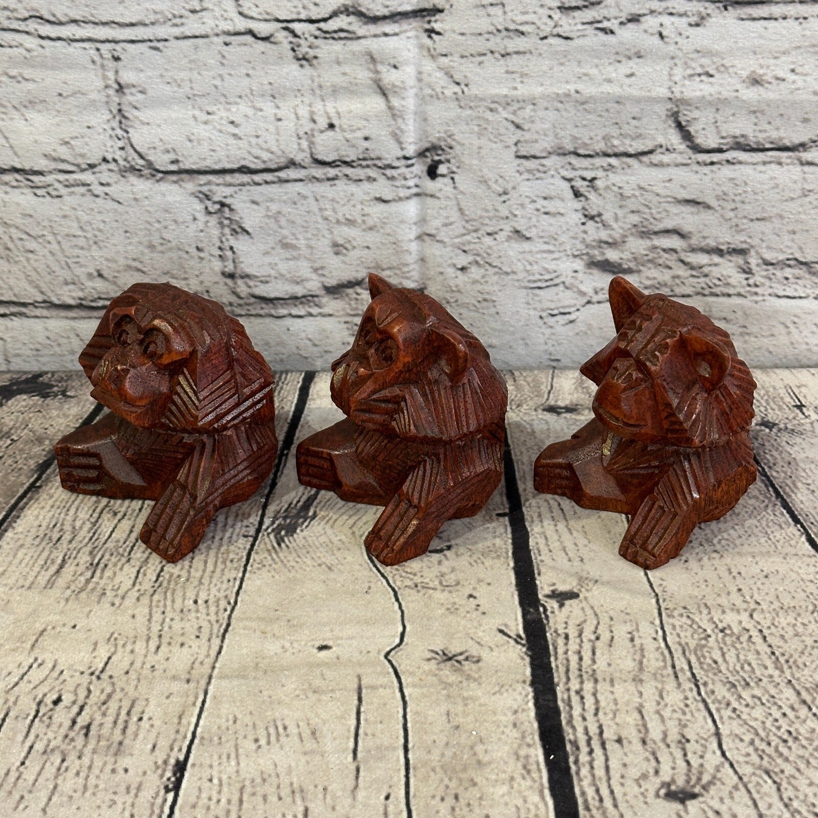 8cm Tall Wooden 3 Wise Monkeys Figure Hear No Evil See No Evil Speak No Evil1