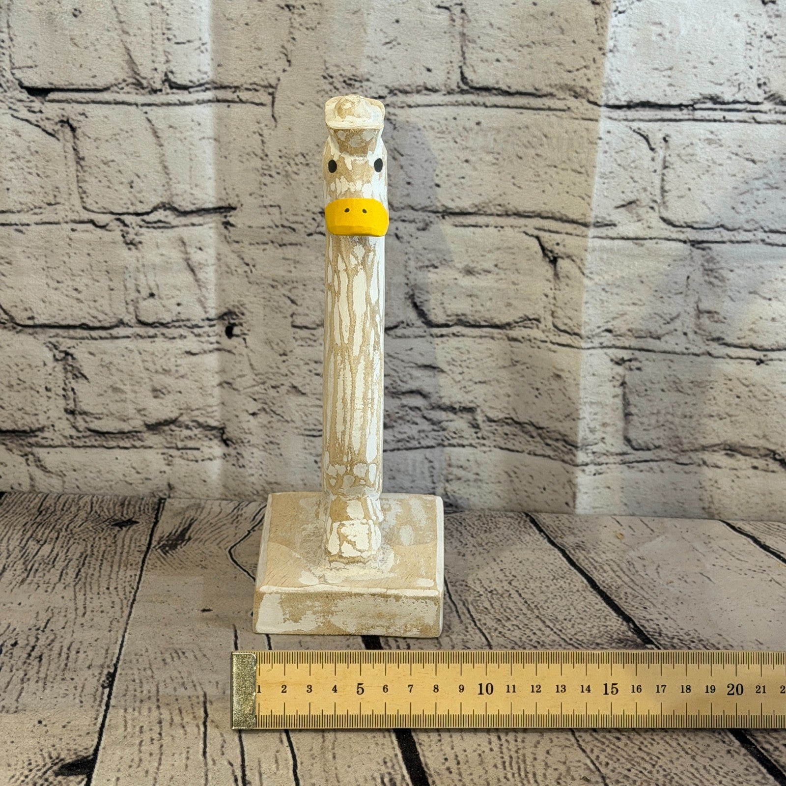 Looking Forward 24cm Tall Wooden White Duckling Baby Duck Shabby Wood Fairtrade7