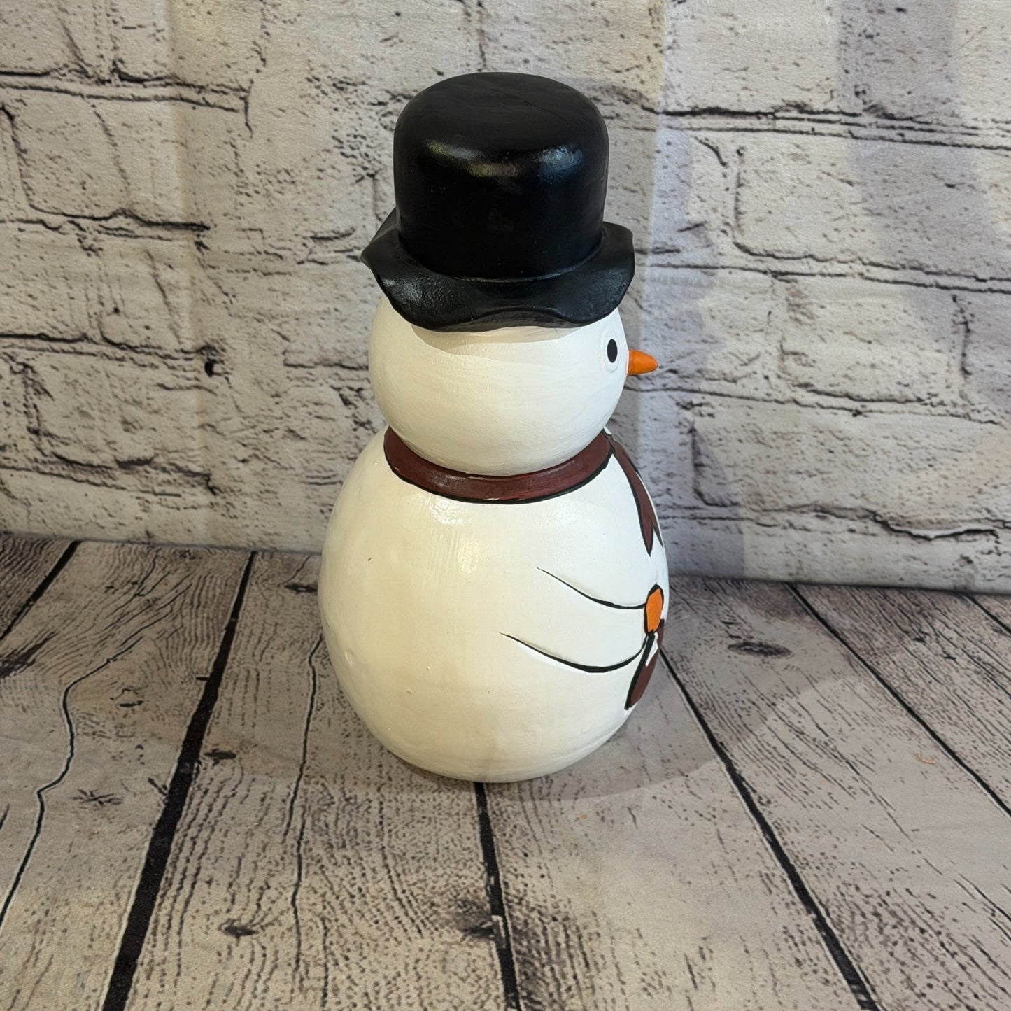 25cm x 12cm Black Top Hat Snowman Handcrafted Wood Xmas Christmas Ornament3