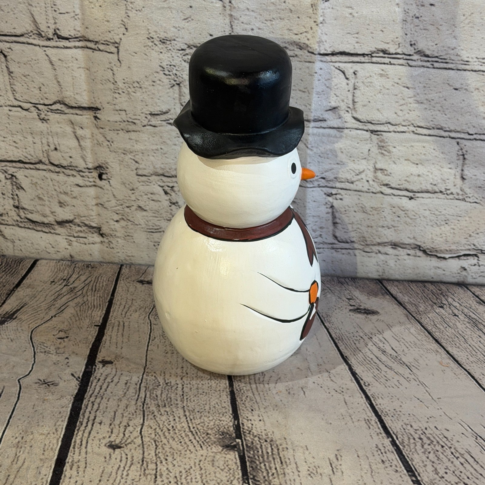 25cm x 12cm Black Top Hat Snowman Handcrafted Wood Xmas Christmas Ornament3