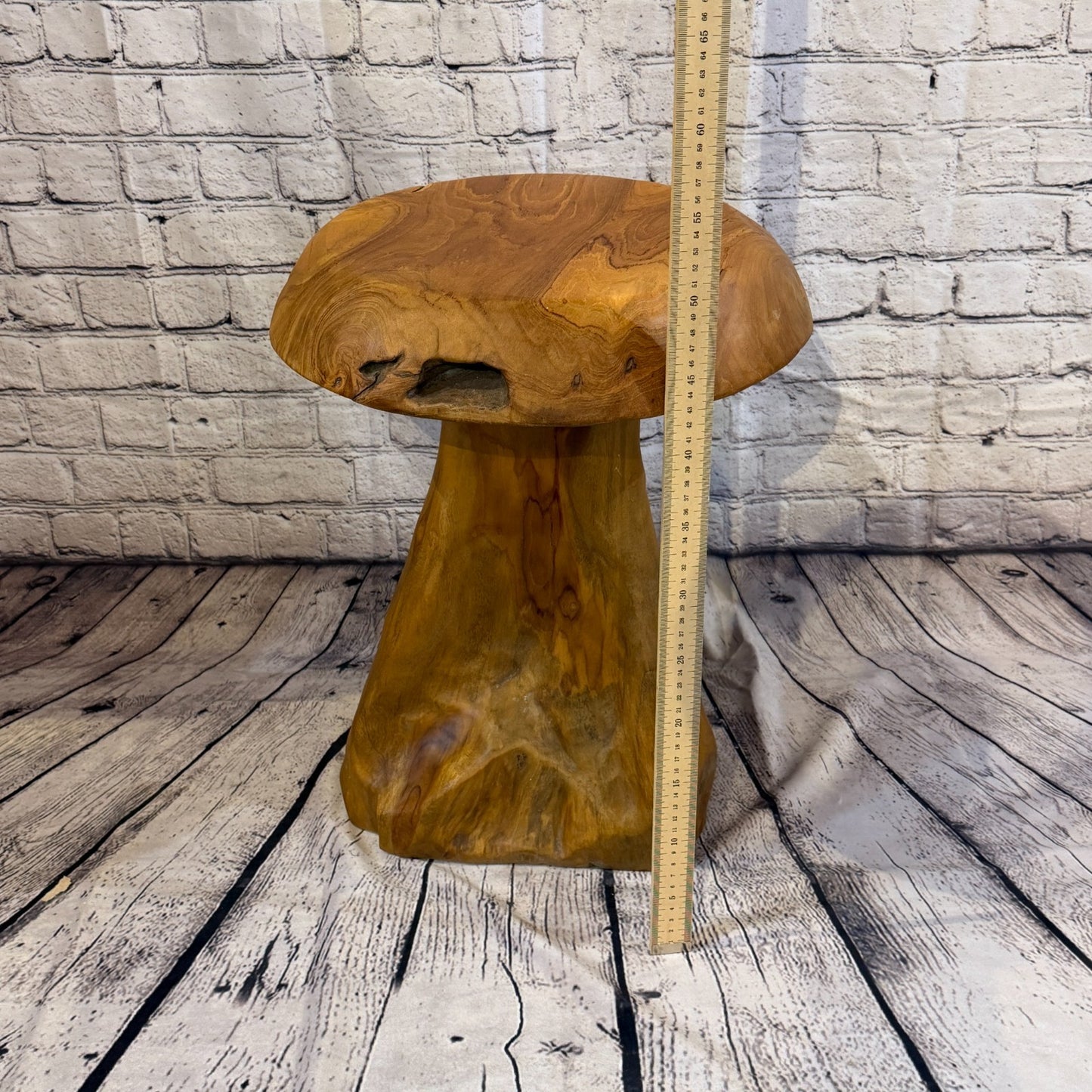 50cm x 35cm Flat Wooden Mushroom Toadstool Sculpture Garden Teak Root Ornament4