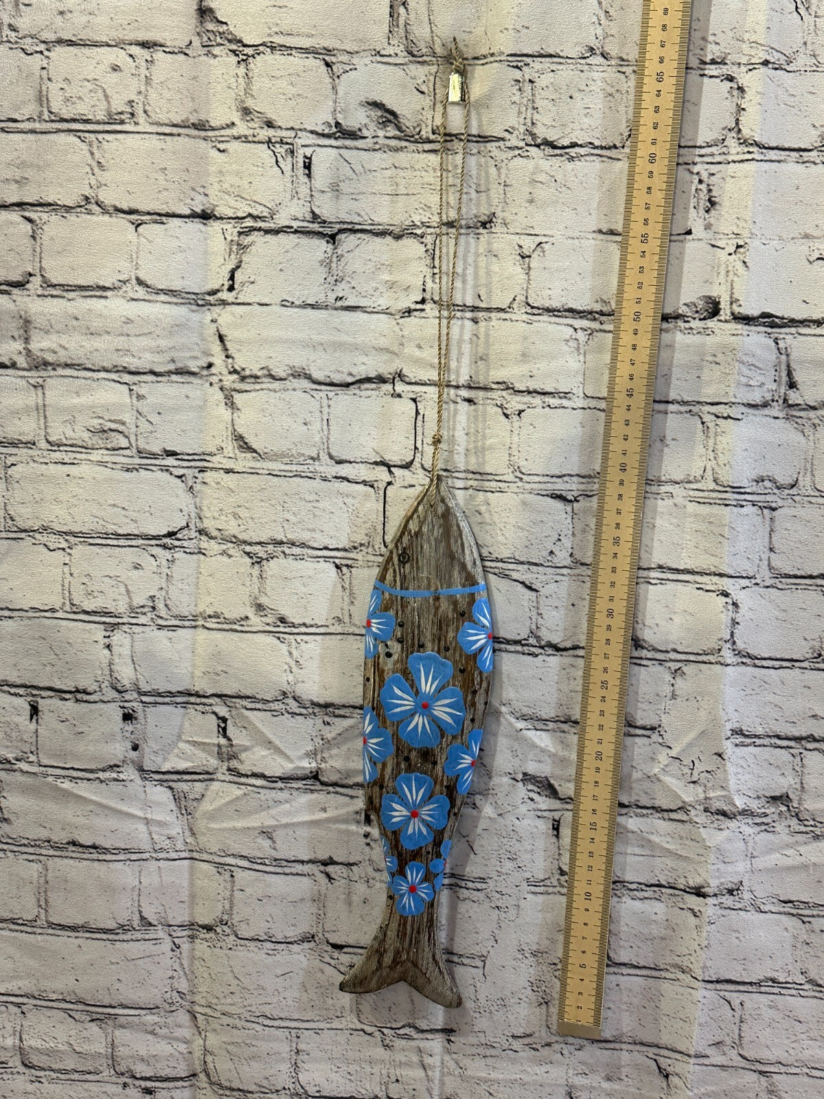 40cm Hanging Fish Hand Painted Fish Wooden Hanging Fish Coastal Decor Design 53