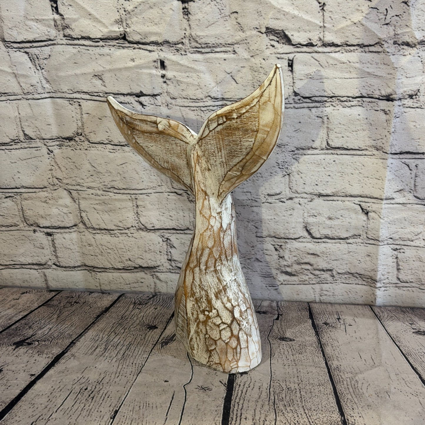 35cm x 35cm Whale Tail Brown Fish Wood Coastal Ocean Bathroom Decoration1