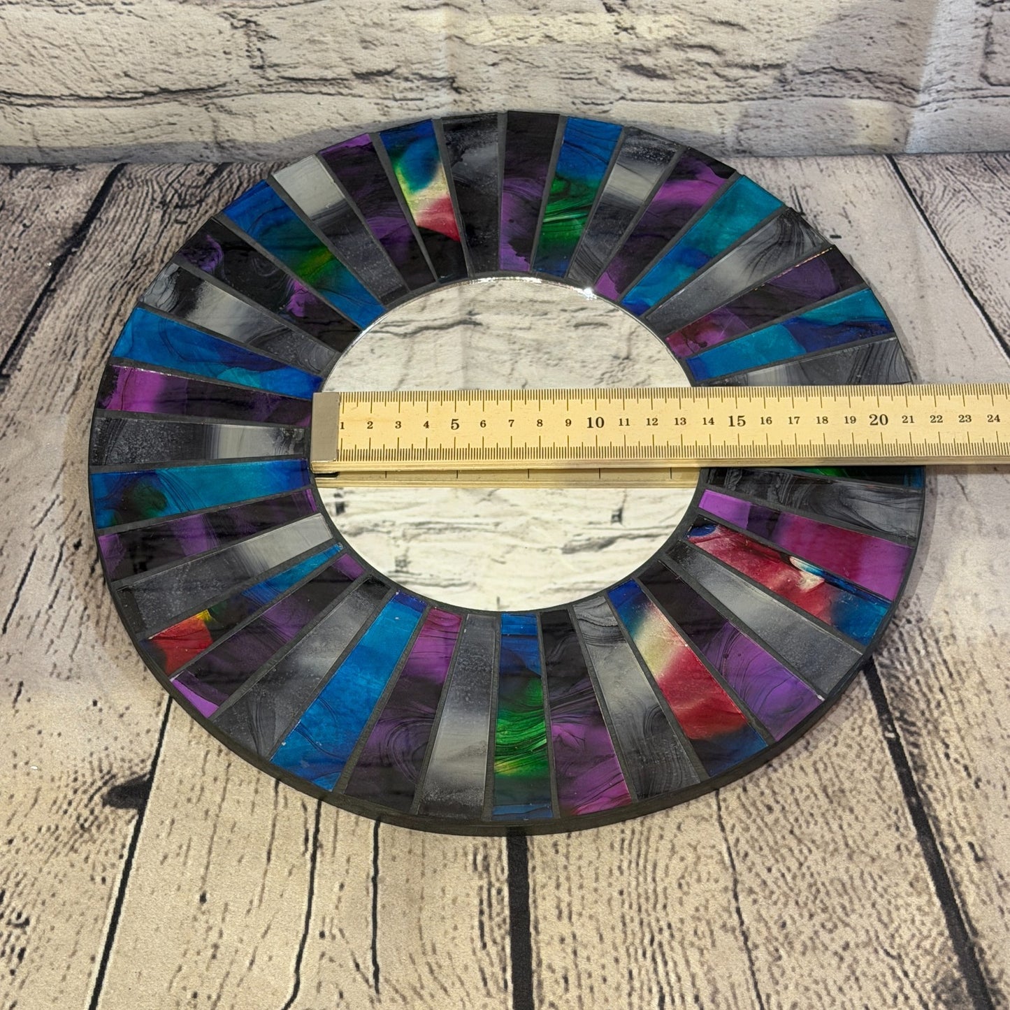 Blue Purple Line Black Mosaic Tile Wall Mirror 30cm x 30cm 12 Inches Handmade5