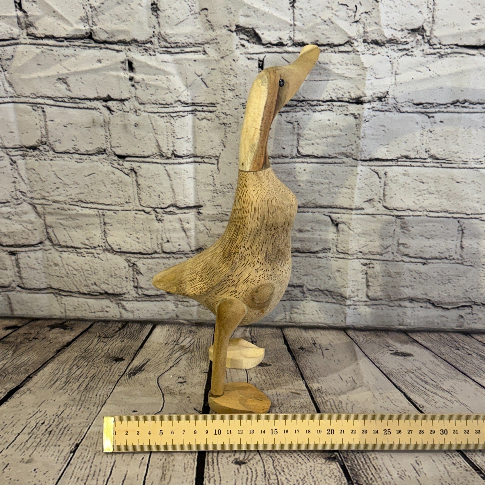 Looking Left 30cm Tall Wooden Smooth Duckling Baby Duck Bamboo Root Fairtrade7