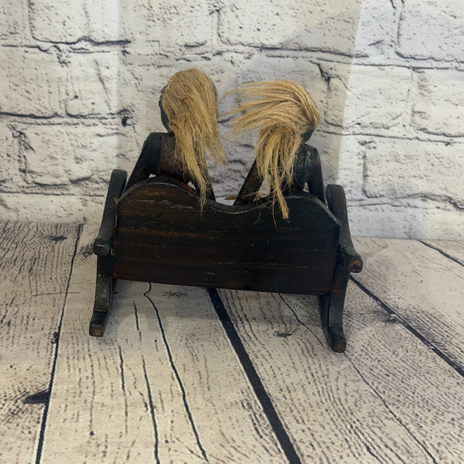 15cm Sitting Couple African Tribal Warrior Man Figure Statue Wood Hand Carved4