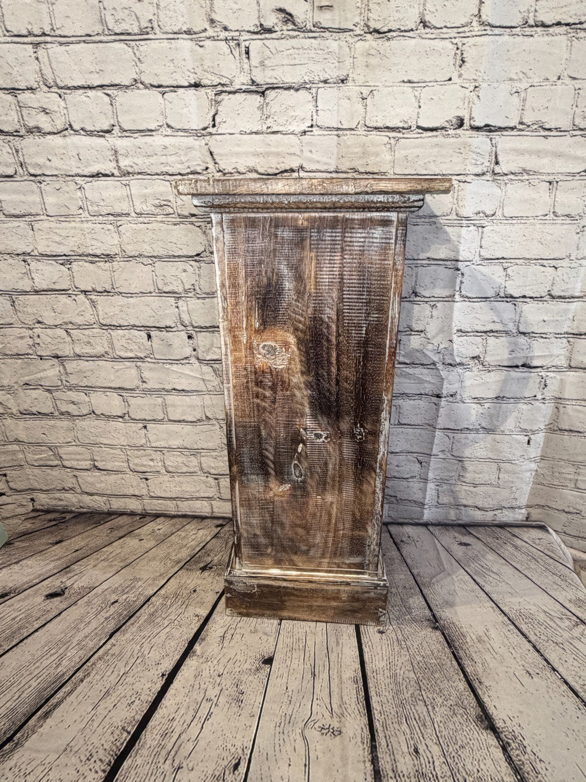 60cm x 25cm Brown 3 Draw Pillar Wooden Side Cabinet Living Storage Furniture4