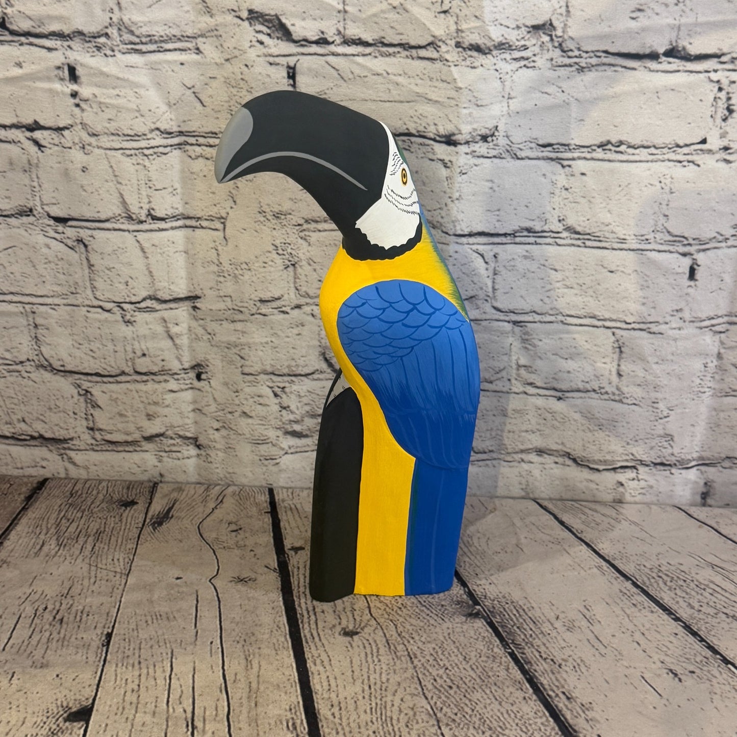 30cm Bright Blue Toucan Bird Ornament Statue Fair Trade Hand Made Carved Wood0
