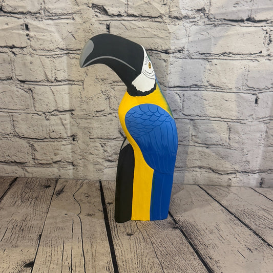 30cm Bright Blue Toucan Bird Ornament Statue Fair Trade Hand Made Carved Wood0