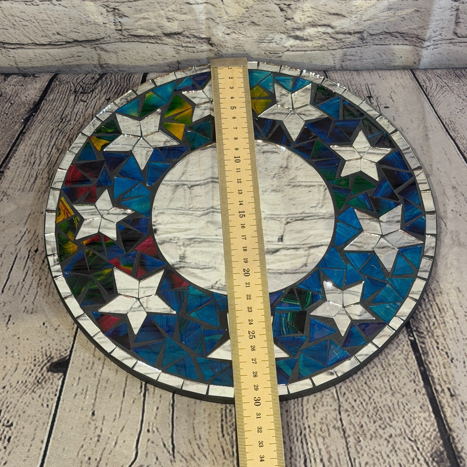 Blue Star Black Mosaic Tile Wall Mirror 30cm x 30cm 12 Inches Handmade4