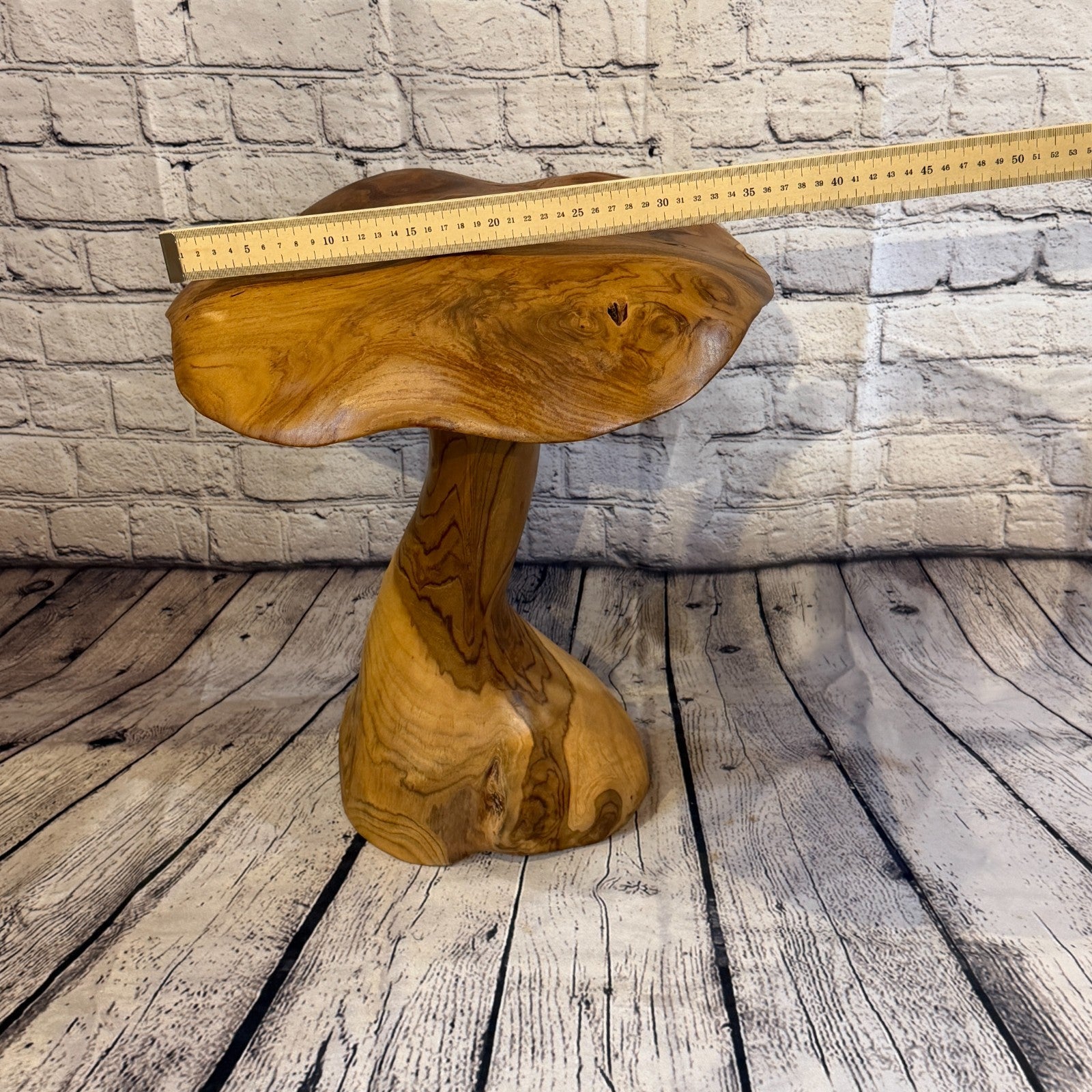 40cm x 35cm Dome Wooden Mushroom Toadstool Sculpture Garden Teak Root Ornament5
