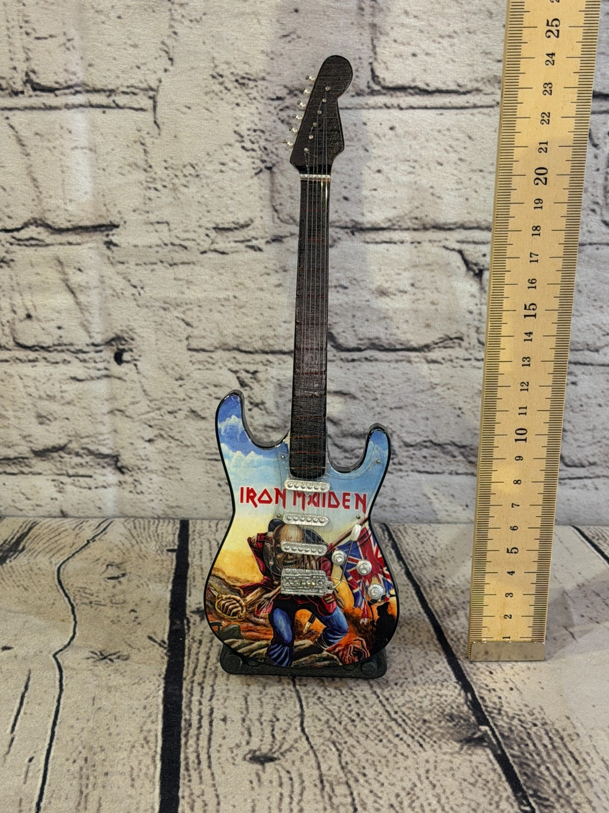 Miniature 25cm Guitar Iron Maiden Band Guitar on Stand Band Gift Display5