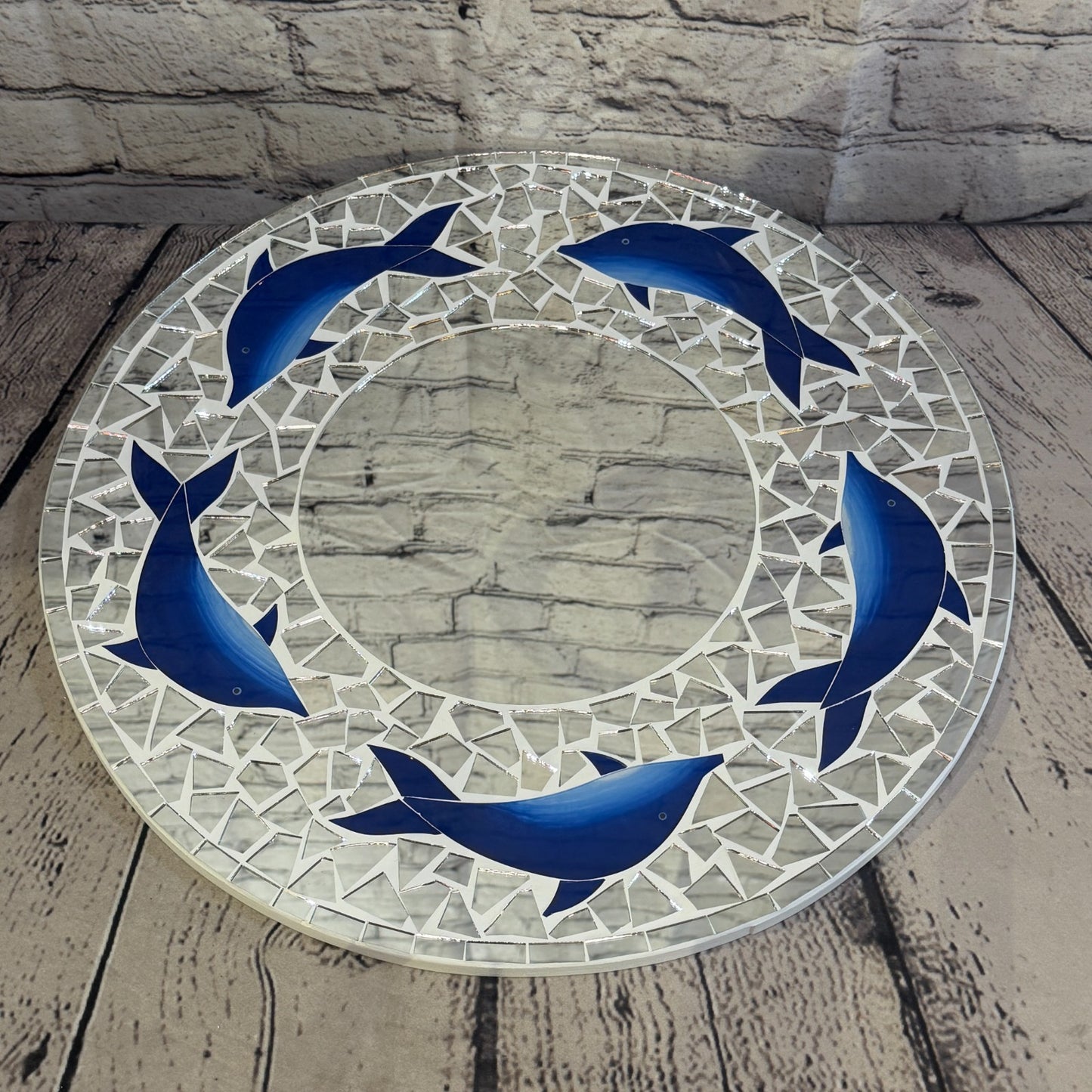 Blue Dolphin Mosaic Tile Wall Mirror 40cm x 40cm 16 Inches Handmade2