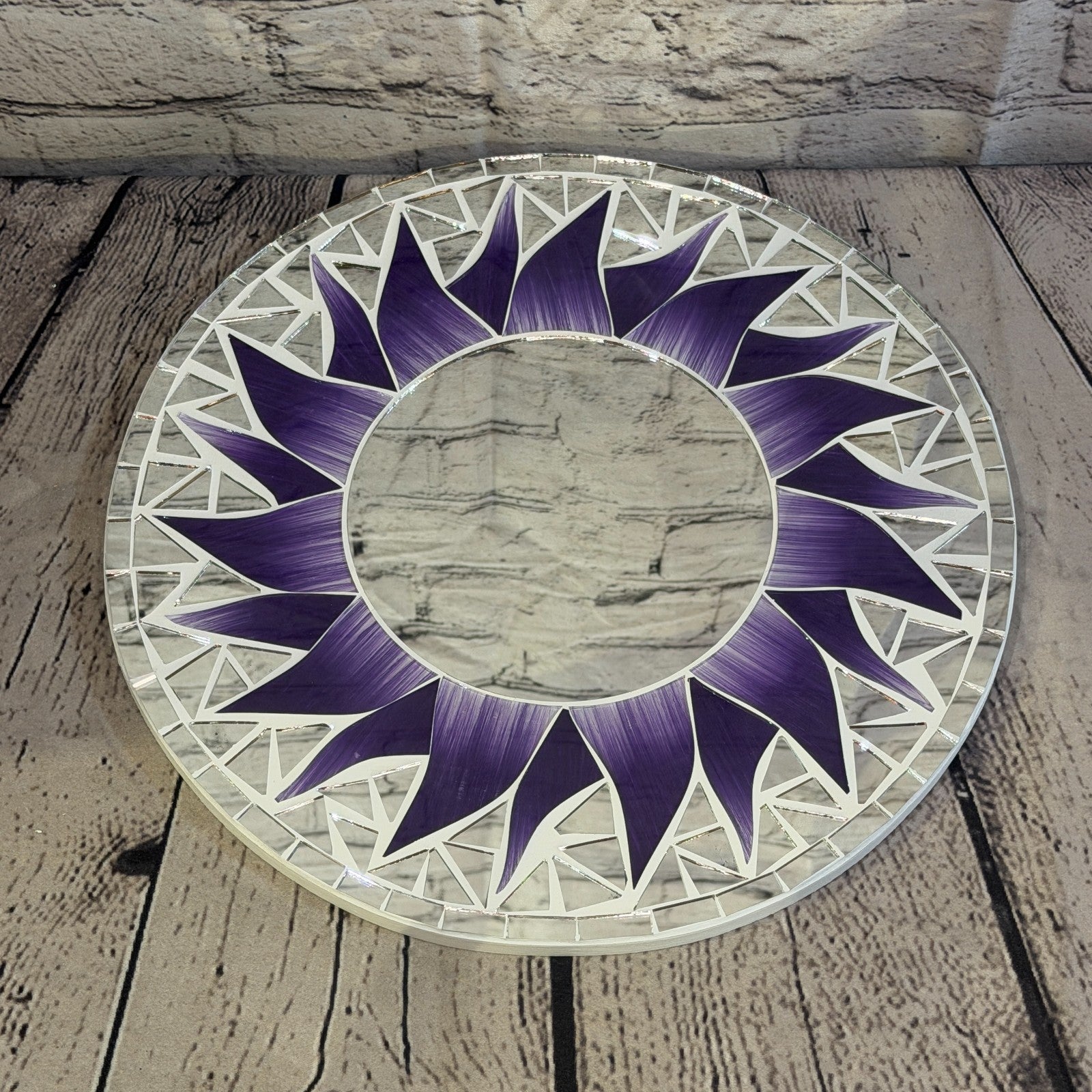Purple Sun Flame Mosaic Tile Wall Mirror 30cm x 30cm 12 Inches Handmade2