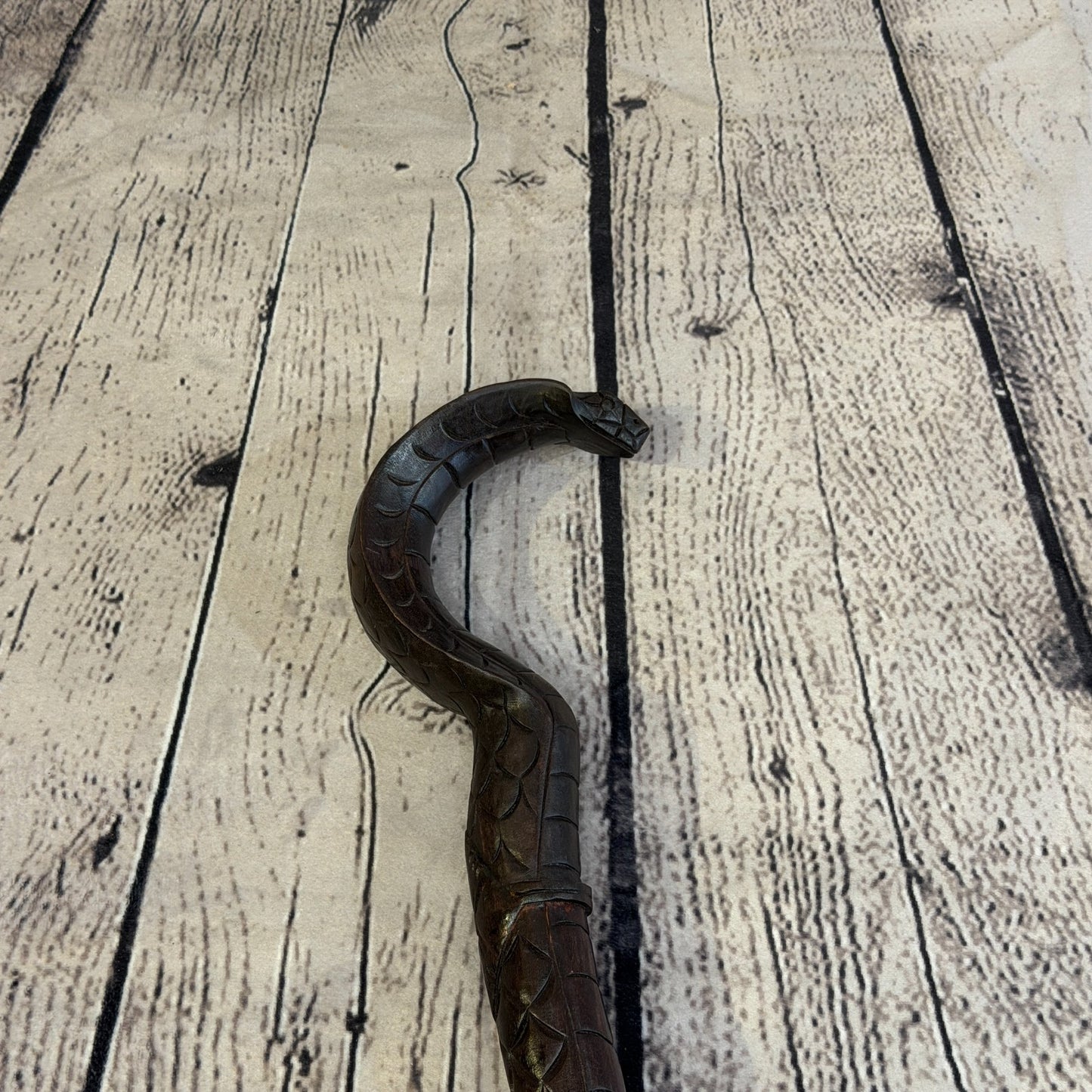 King Cobra Head 90cm Tribal African Walking Stick Cane Hand Carved Dark Wood4