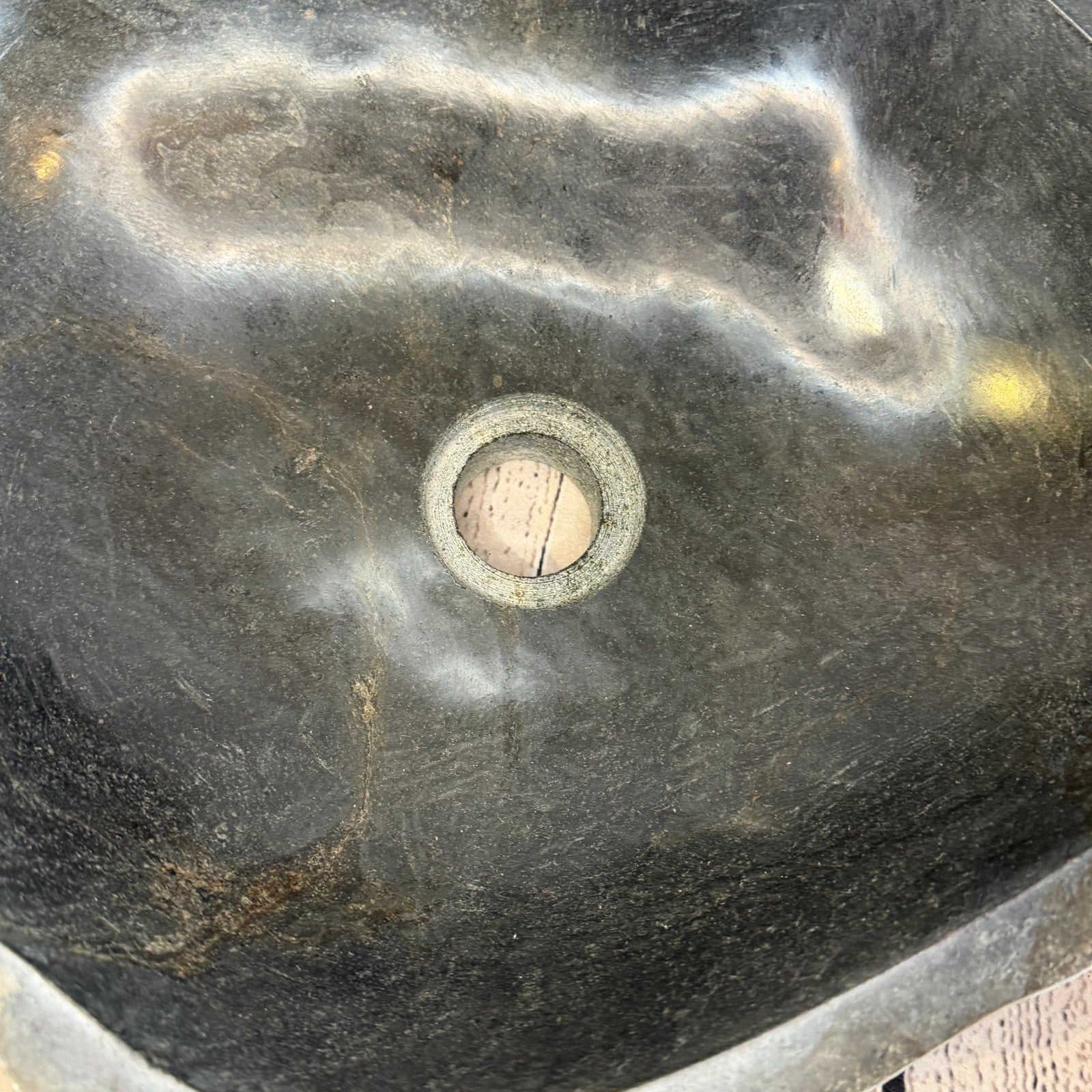 40cm x 34cm Wash Basin Bathroom Counter Top Washing River Stone Bowl Sink No 49