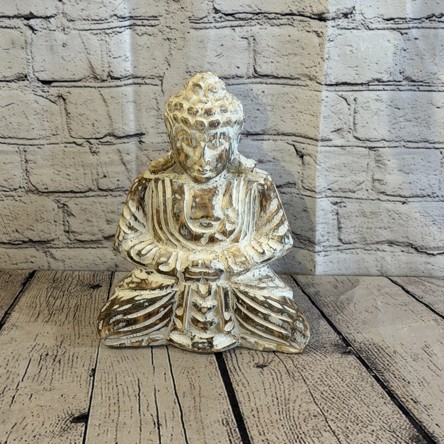 25cm Brown Meditating Buddha Ornament Sculpture Statue Buddhas Hand Carved Wood0