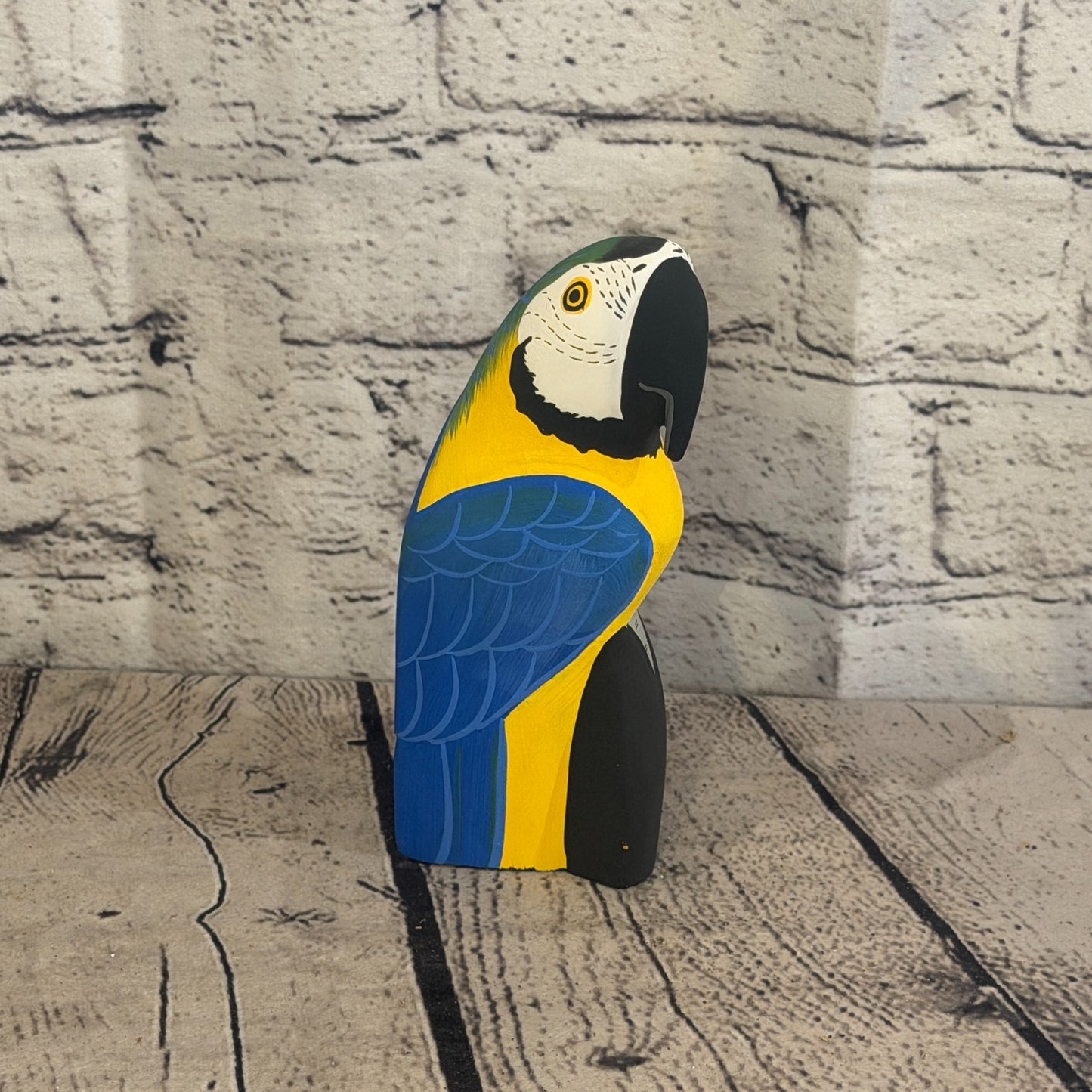 15cm Bright Blue Parrot Bird Ornament Statue Fair Trade Hand Made Carved Wood0