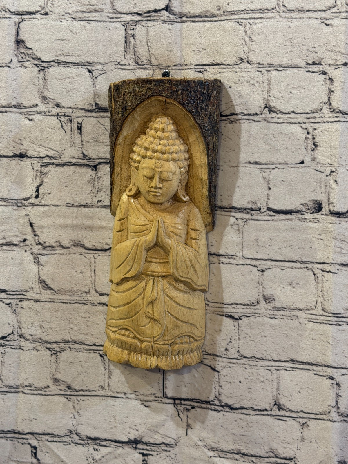 Thai Buddha 30cm Hand Carved Wizard Tree Trunk Wood Fairtrade2