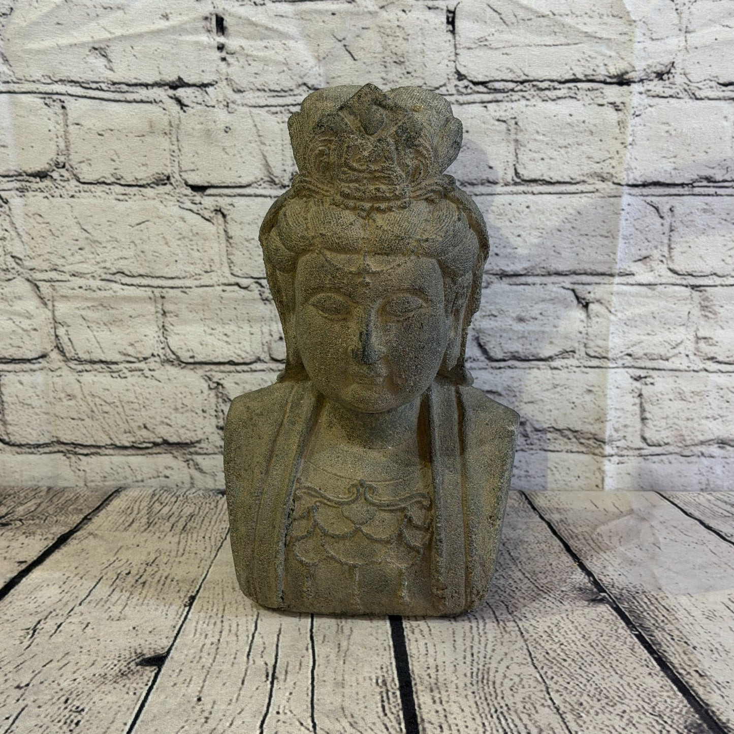 Thai Buddha Head Stone Garden 30cm x 18cm Ornament Indoor Statue Hindu1