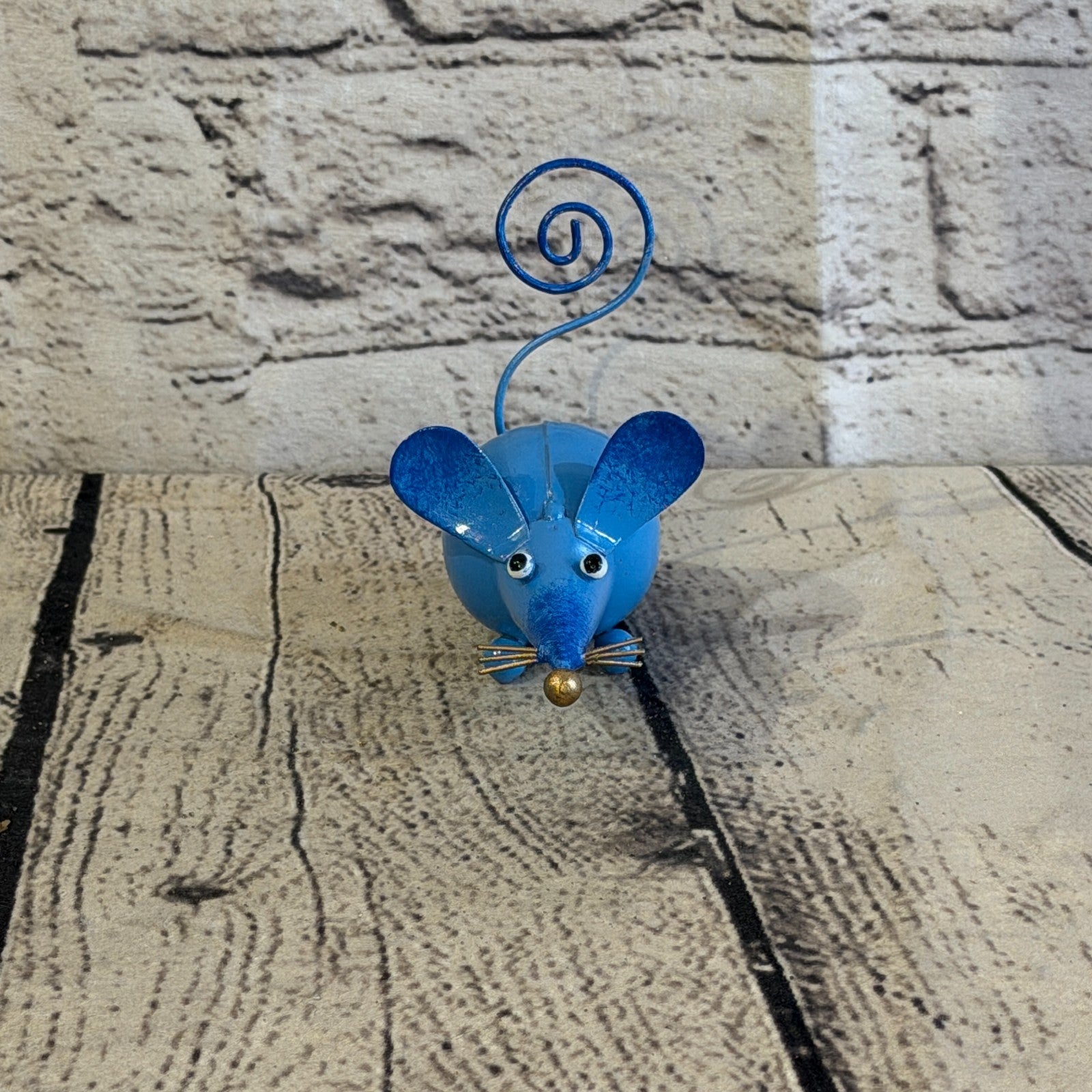 10cm x 8cm Small Colourful Blue Mouse Rat Metal Tin Standing Ornament Statue1